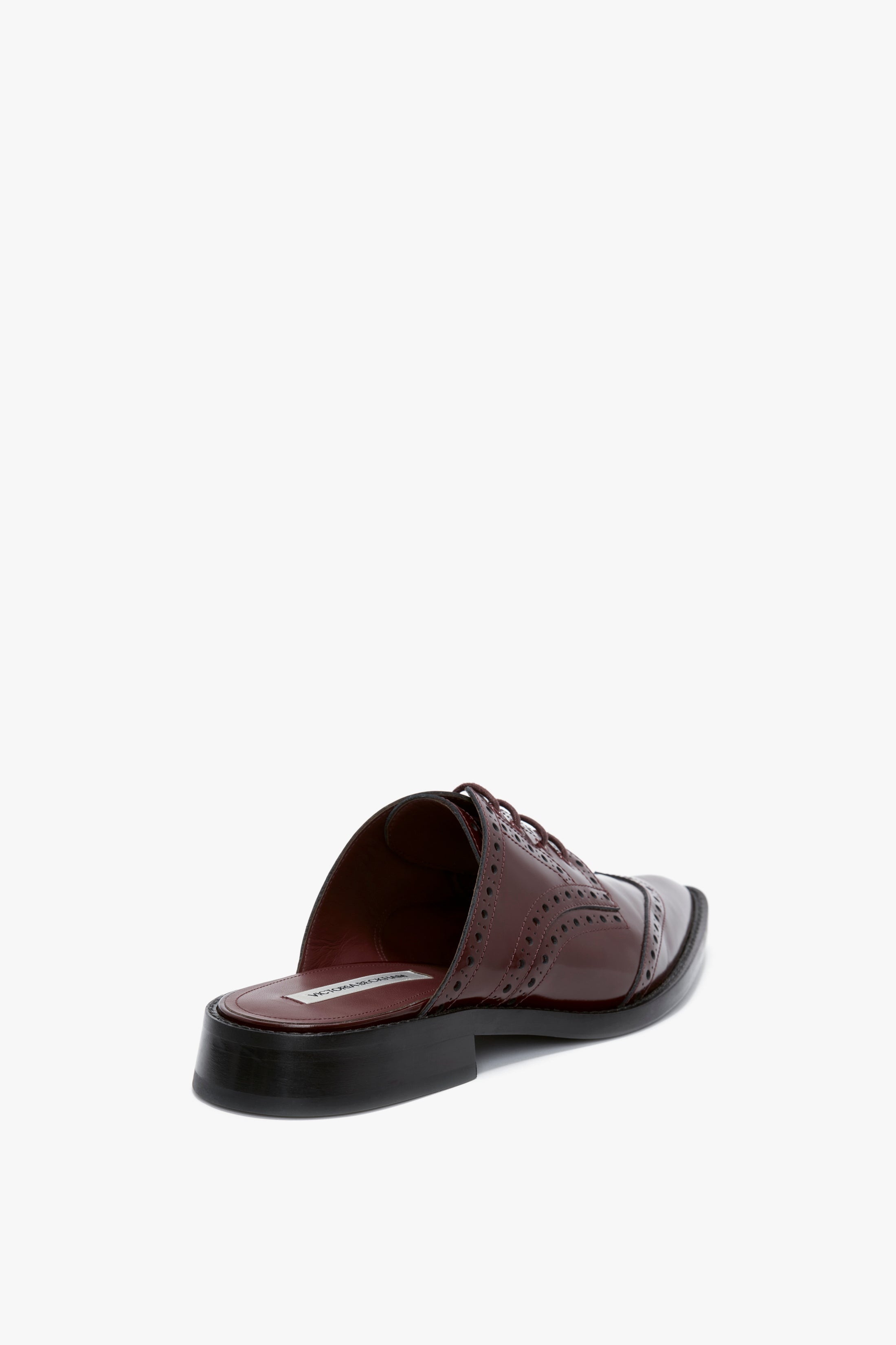 Flat Lace Up Mules In Bordeaux Leather - 3