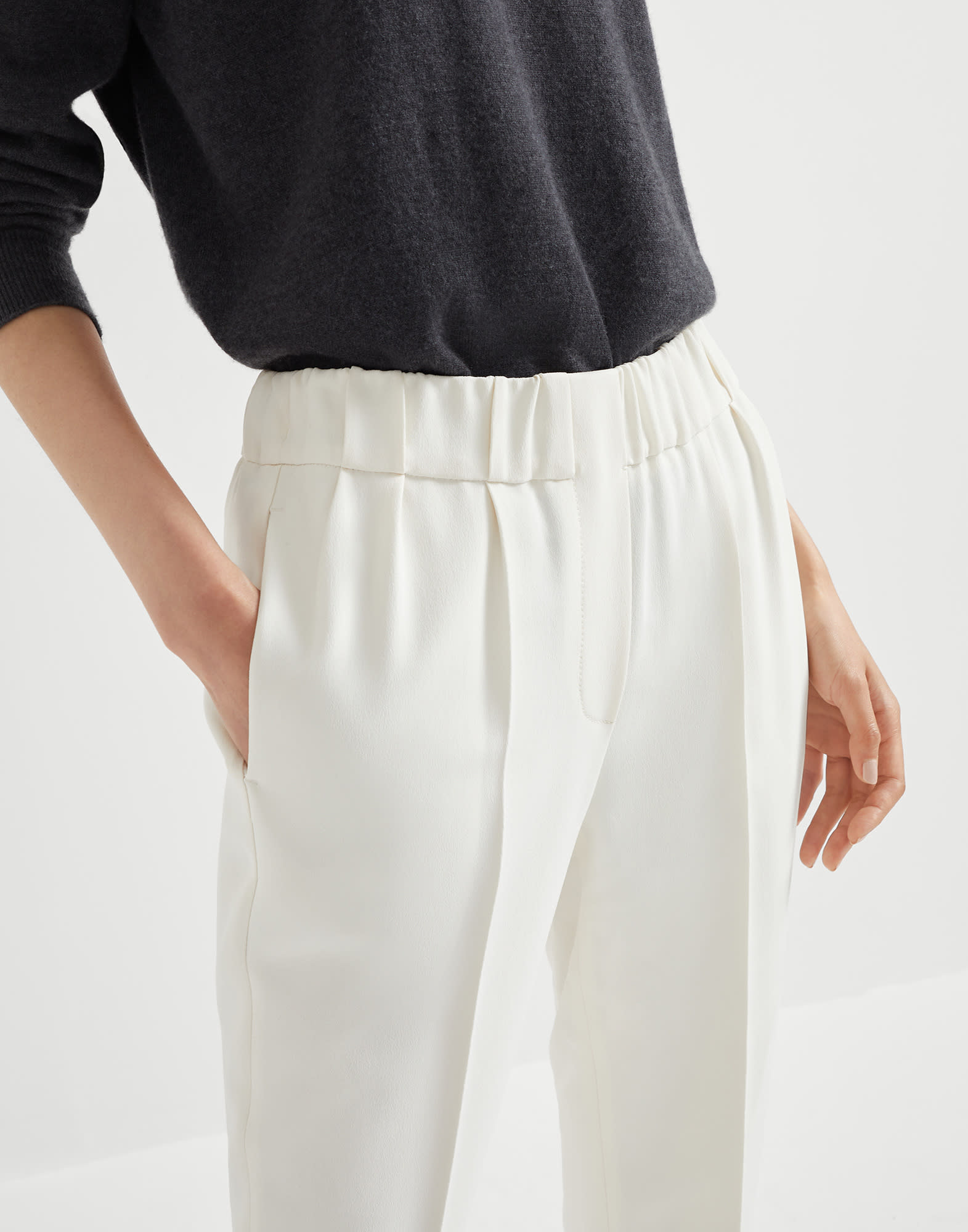 Silk and acetate crêpe cady tailored jogger trousers - 3