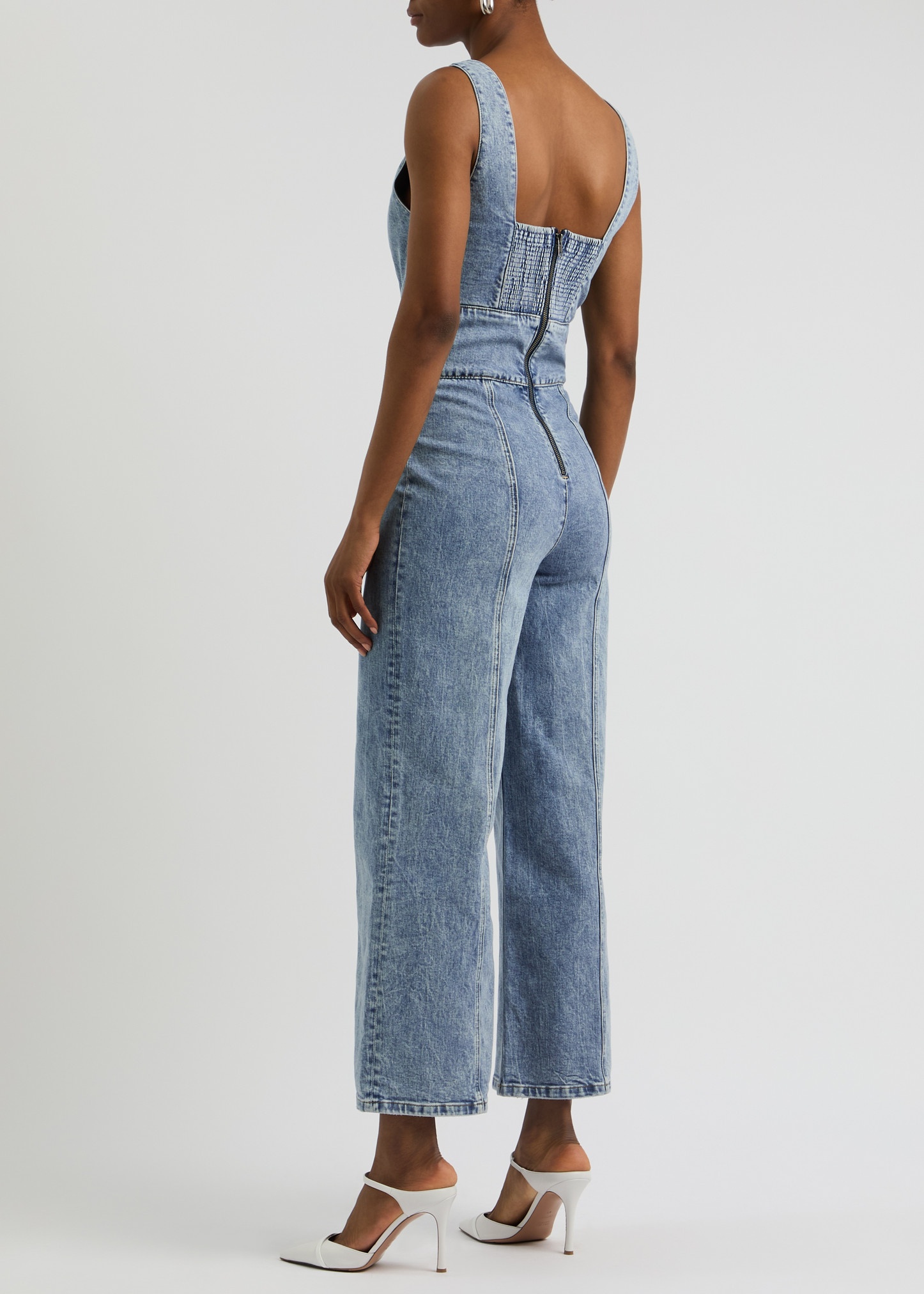 Alice + Olivia Sandra wide-leg stretch-denim jumpsuit