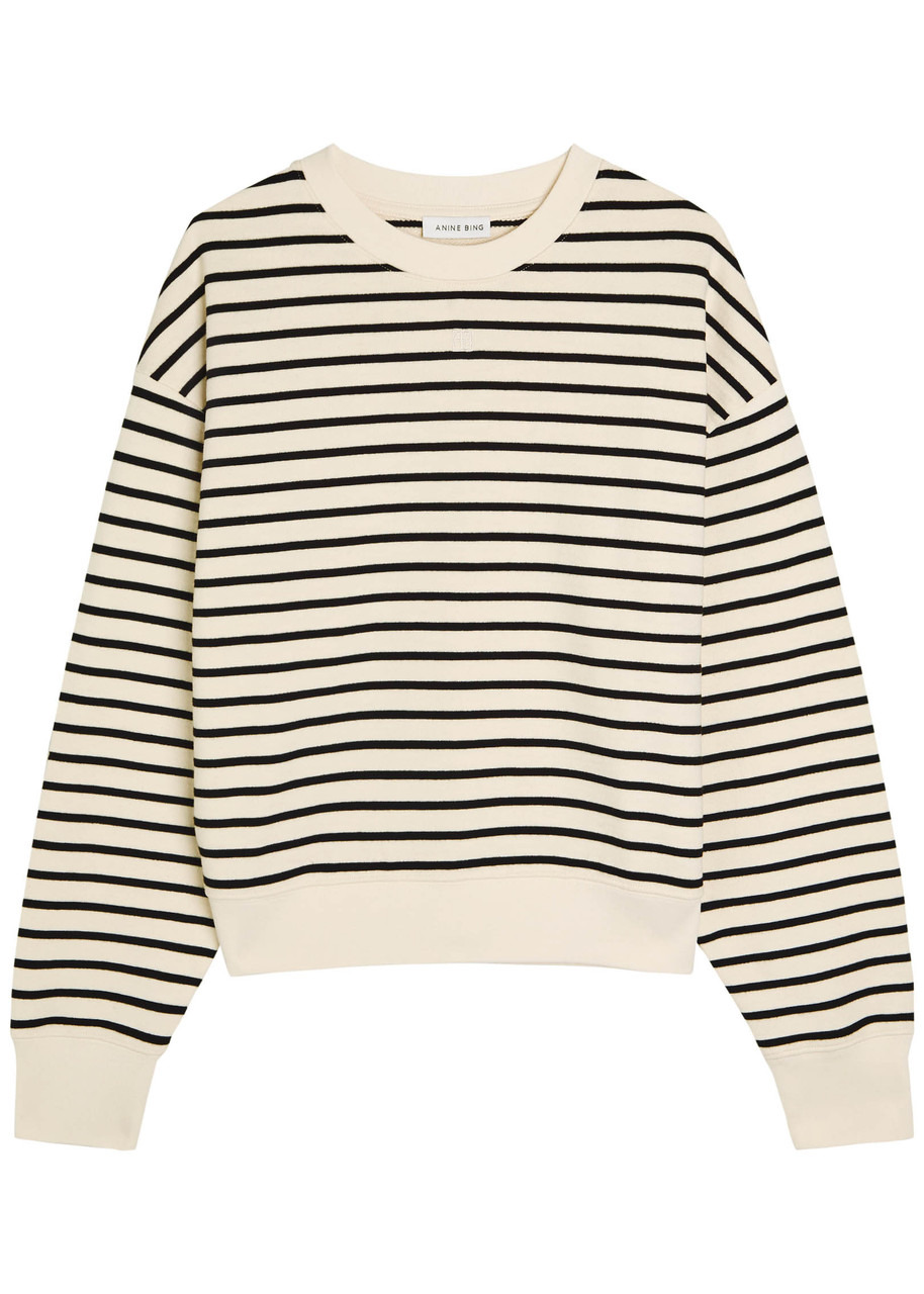 Anine Bing Dean Striped Cotton-blend Sweatshirt - 1