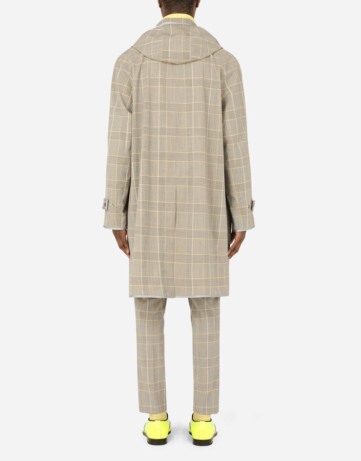Glen plaid trench coat with hood - 2