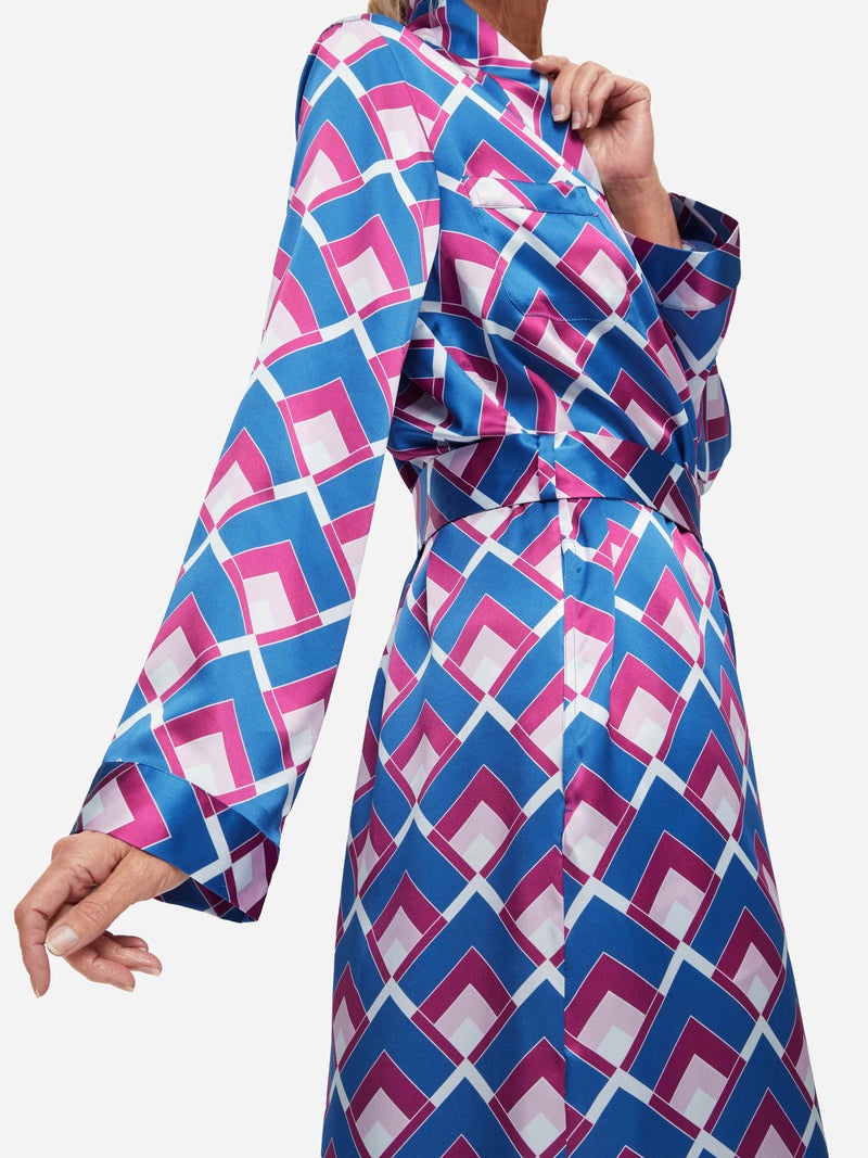 Women's Long Dressing Gown Brindisi 71 Silk Satin Multi - 2