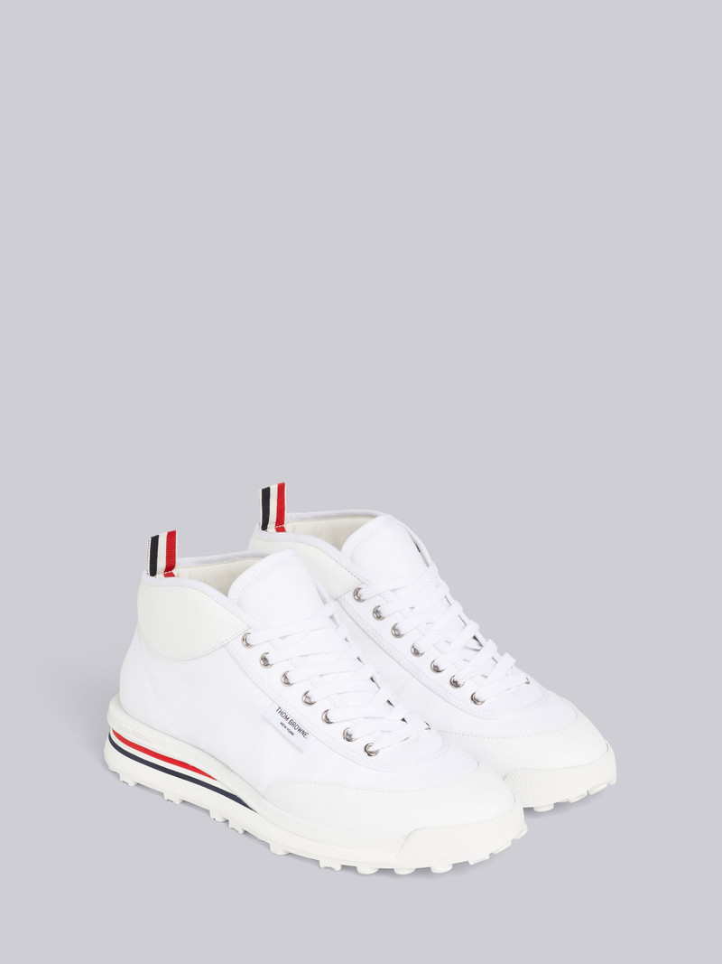 White Cotton Canvas Interlock Tech Runner Rugby Trainer 3