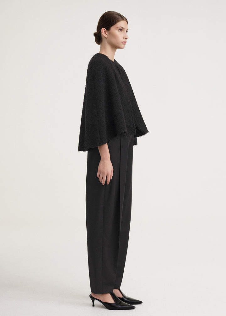 Wool bouclé cape black - 3