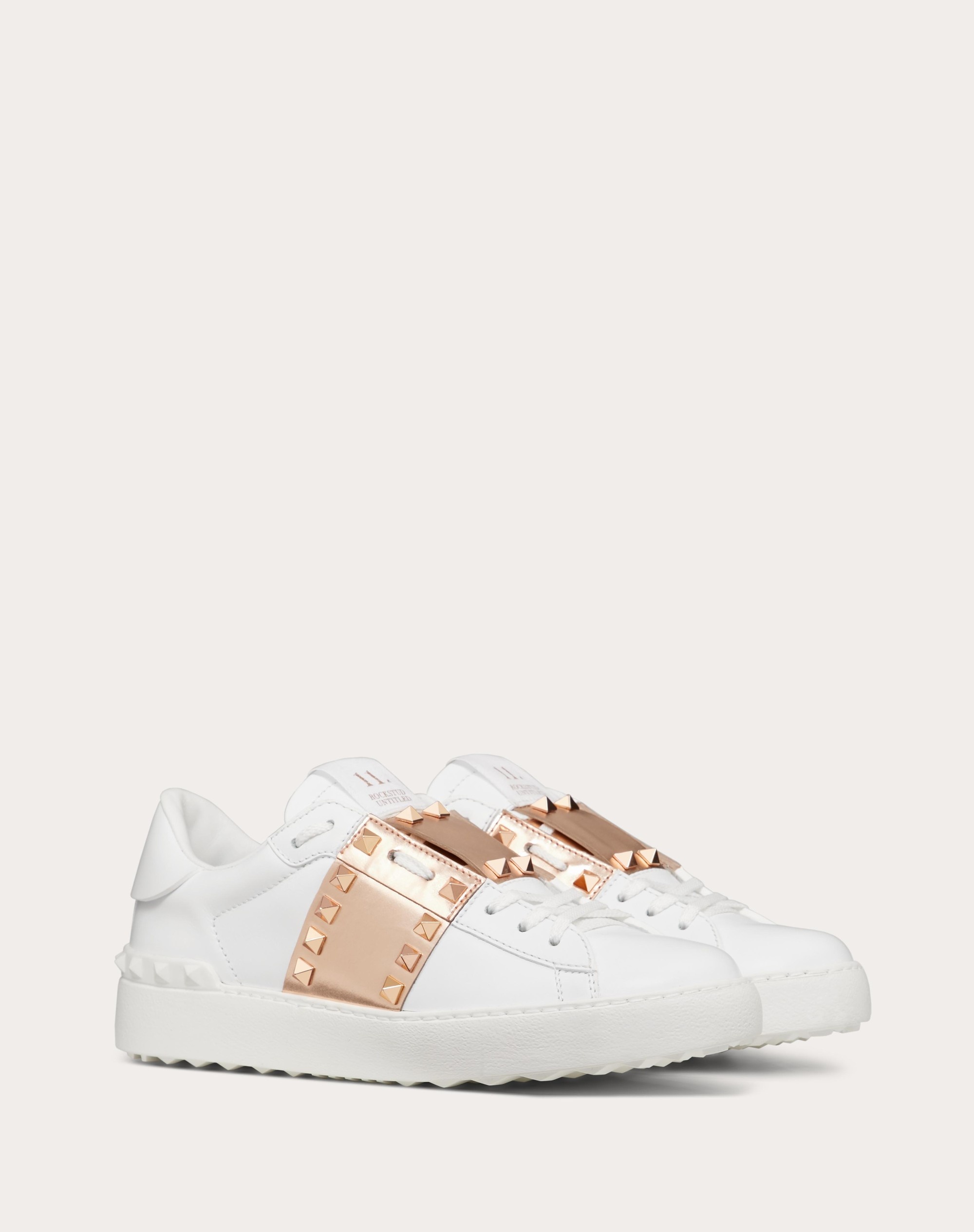 ROCKSTUD UNTITLED SNEAKER IN CALFSKIN LEATHER WITH METALLIC STRIPE - 2