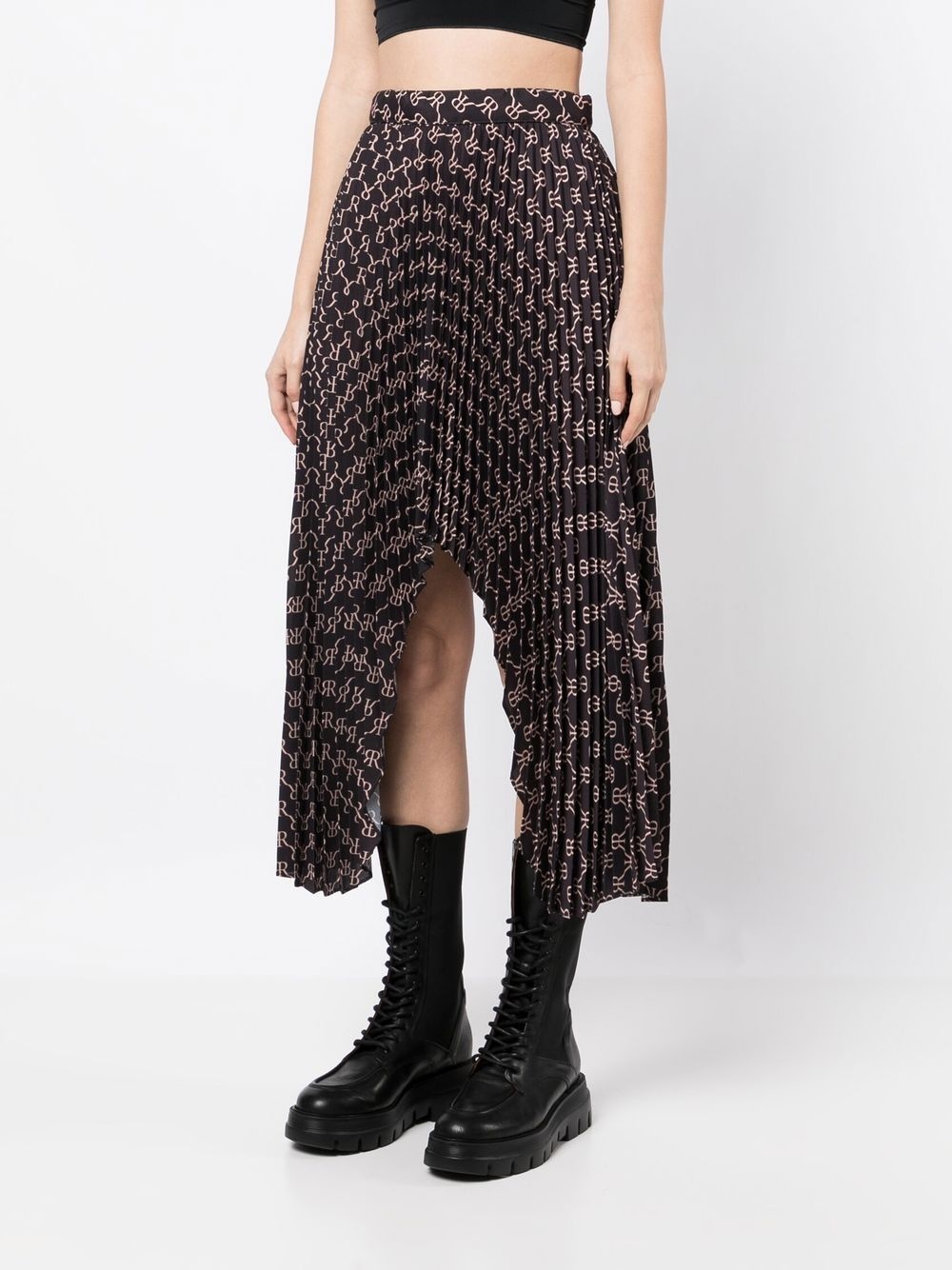 monogram-print asymmetric skirt - 3