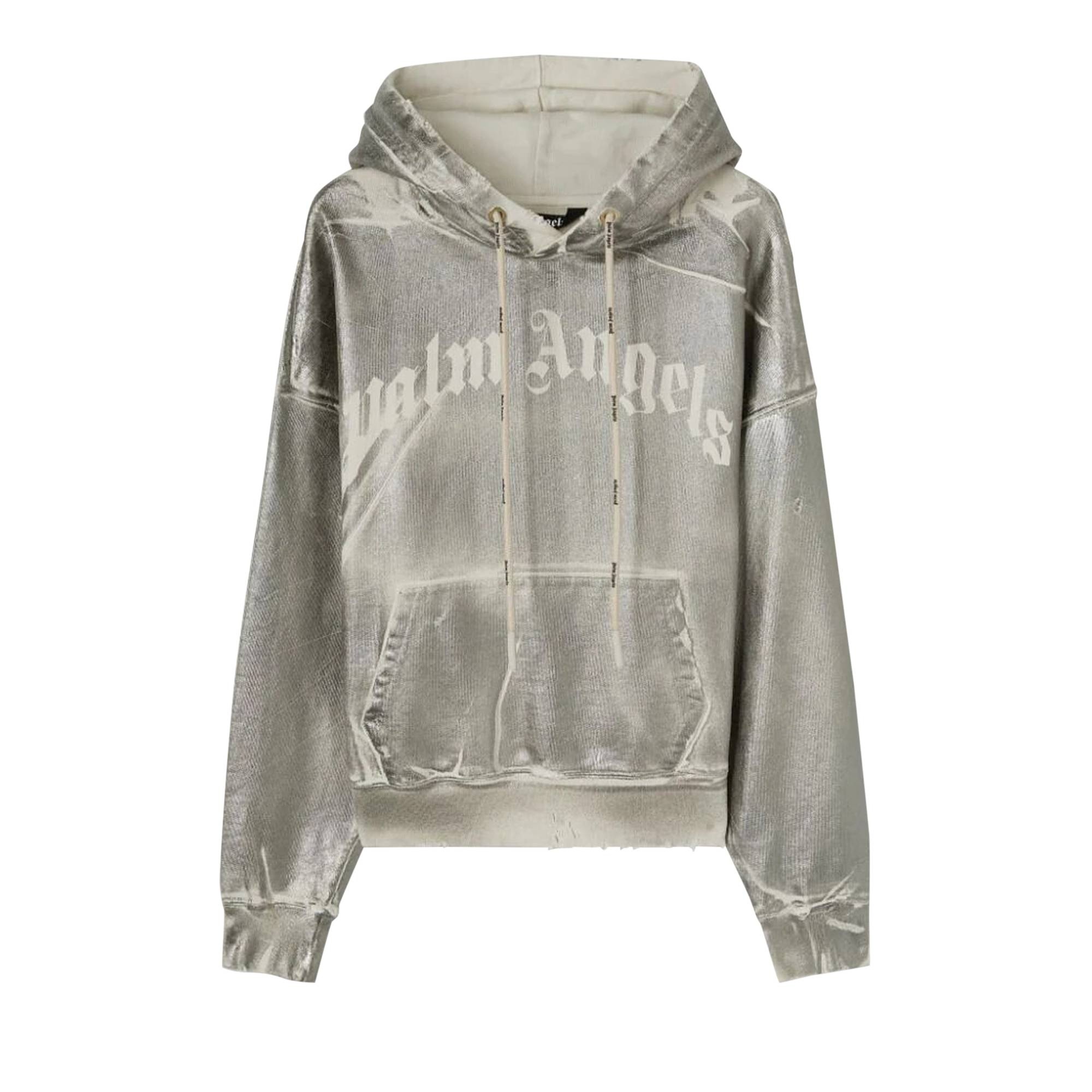 Palm Angels Metallic Hoodie 'Grey/White' - 1