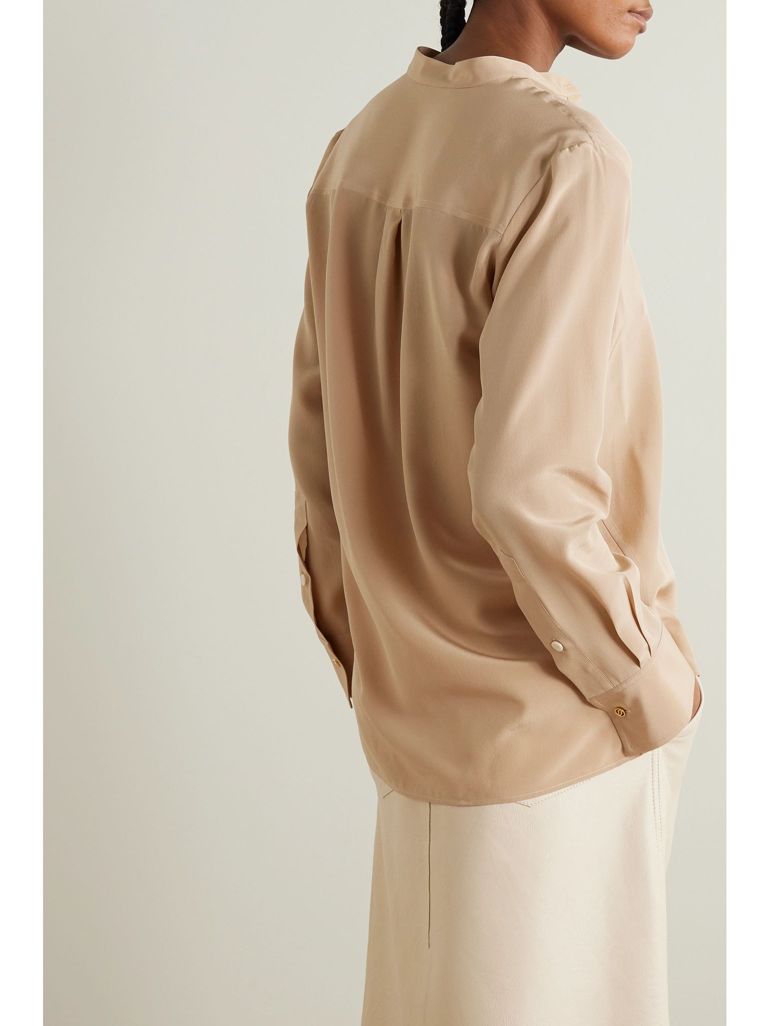 Eva silk crepe de chine blouse Camel - 4