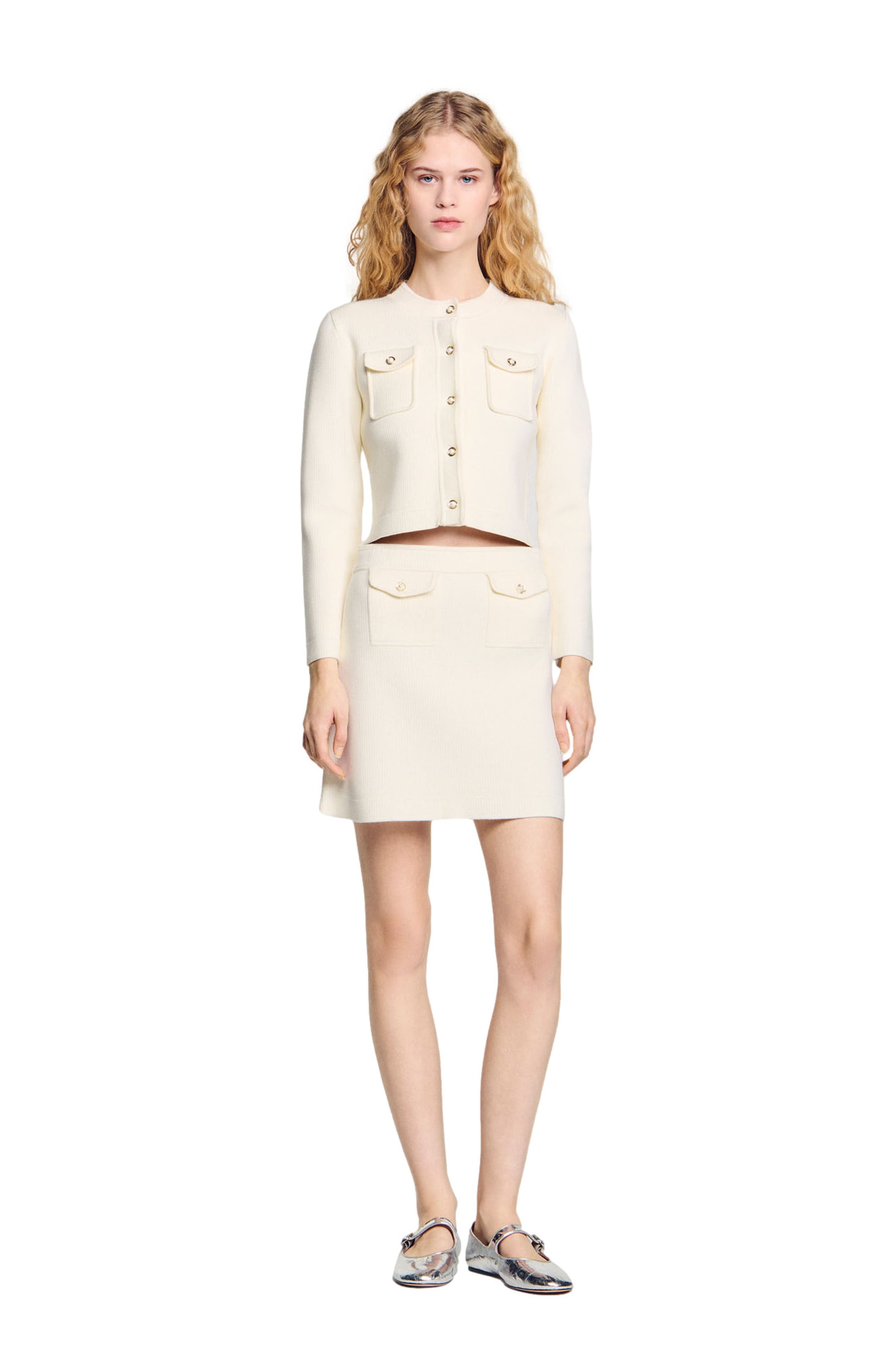 SANDRO Short rib-knit skirt in Ecru at Nordstrom - 2