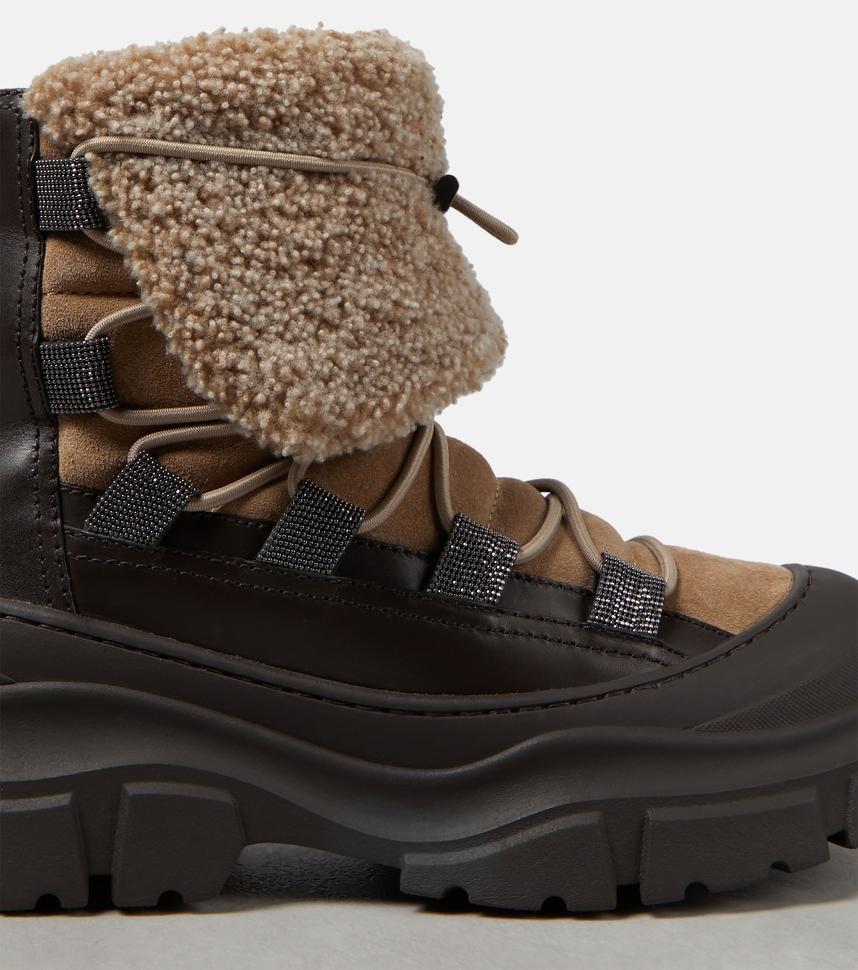 Shearling-lined suede ankle boots - 6