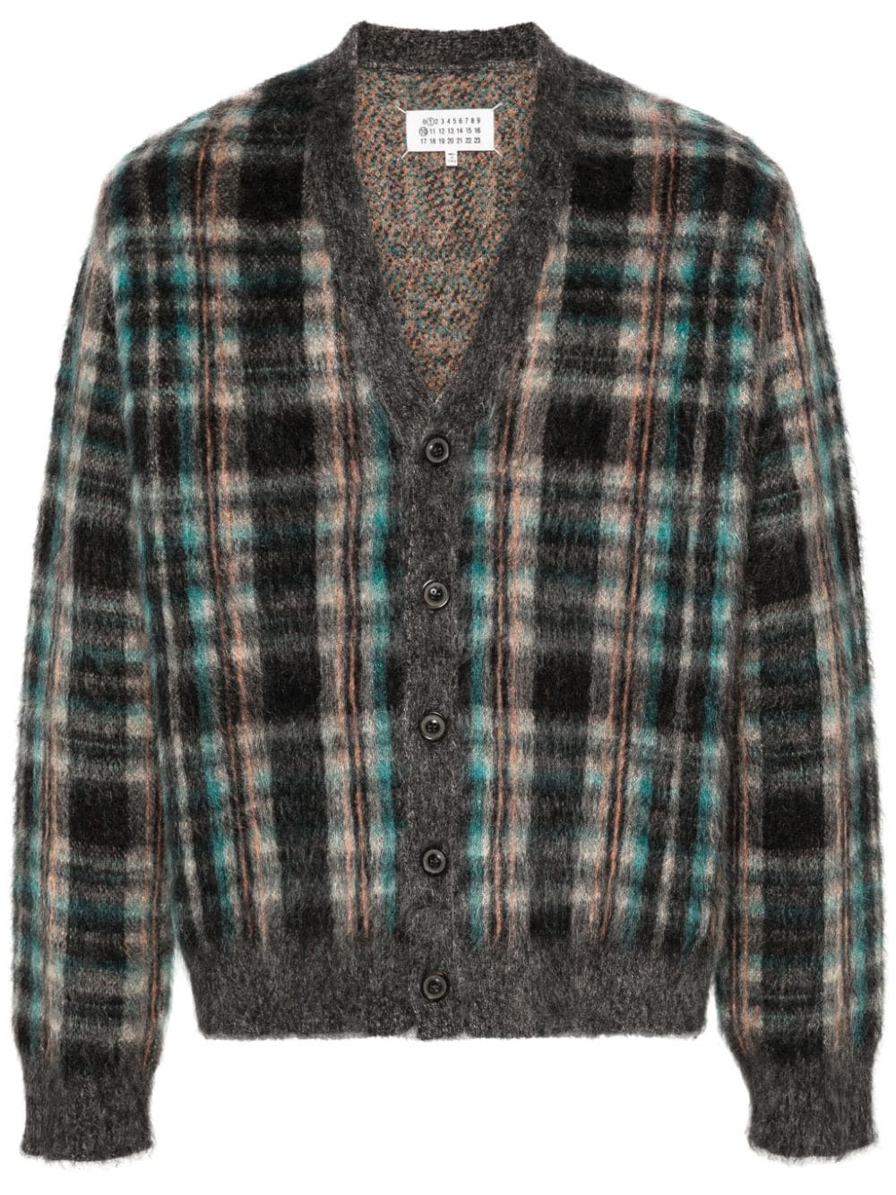 checked brushed cardigan - 1