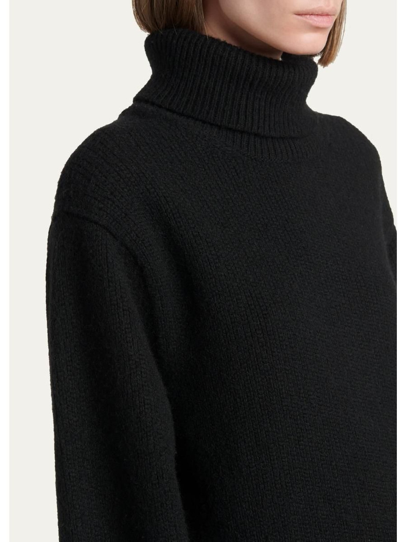 Wool-Cashmere-Mohair Chunky Knit Turtleneck Sweater 5