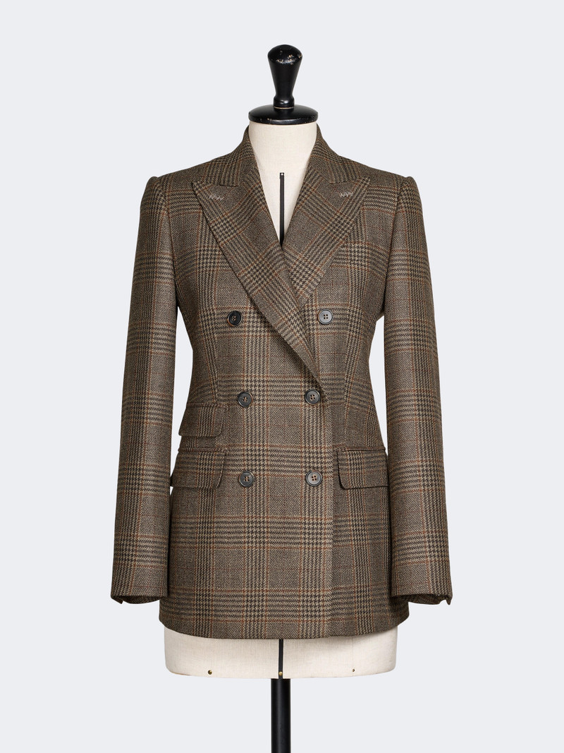 DESERTO Double-breasted mouliné wool twill blazer - BLACK 1