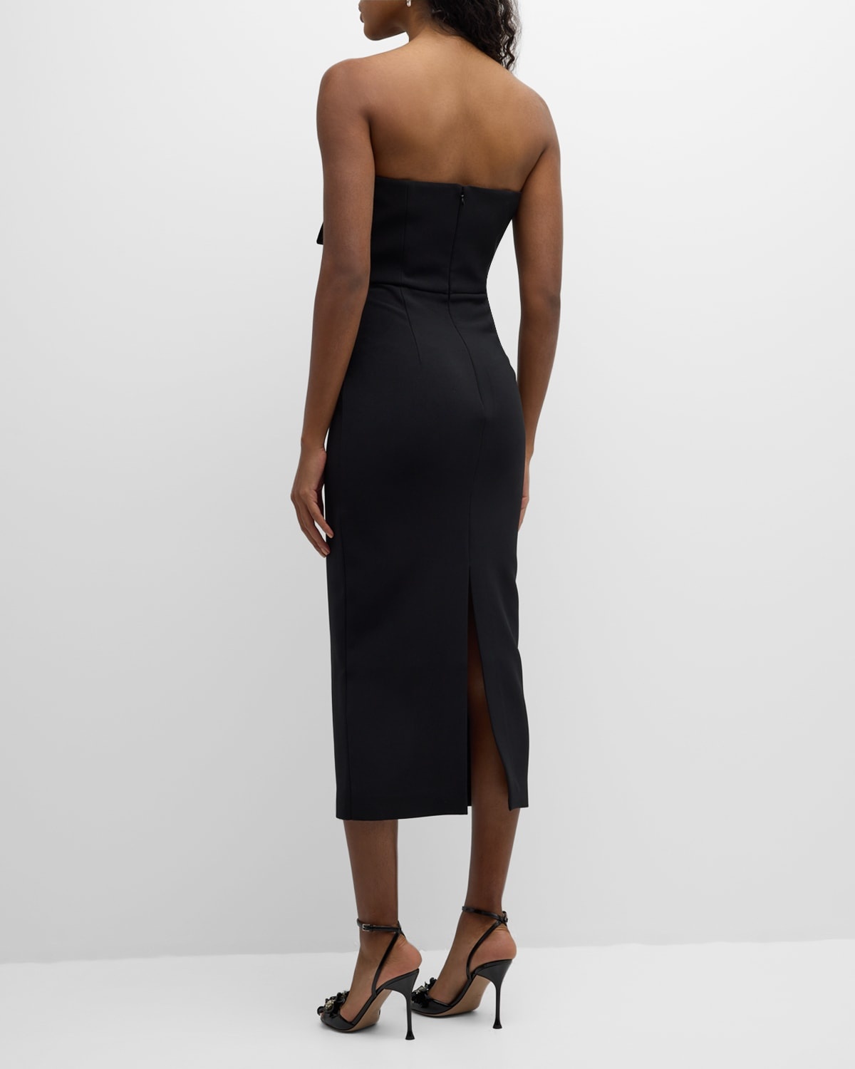 Strapless Crepe Midi Dress - 4