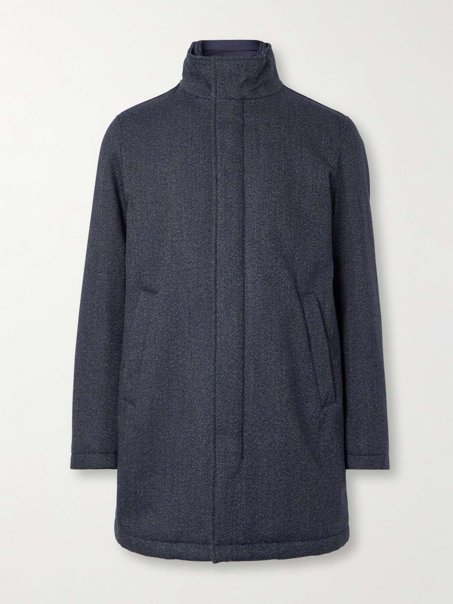 Layered Padded Herringbone Virgin Wool-Twill Coat - 1