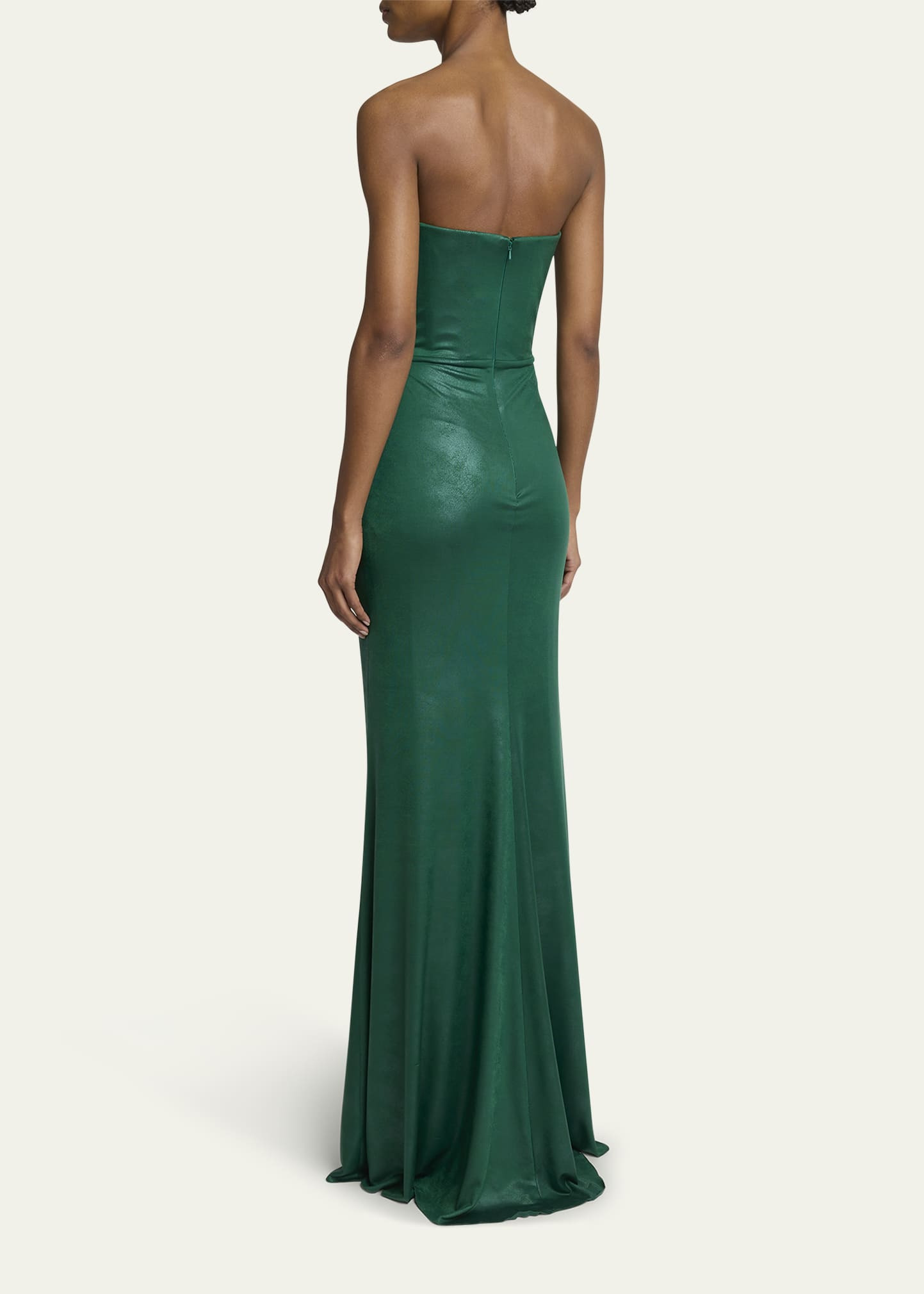 Strapless Ruched Coated Jersey Gown - 3