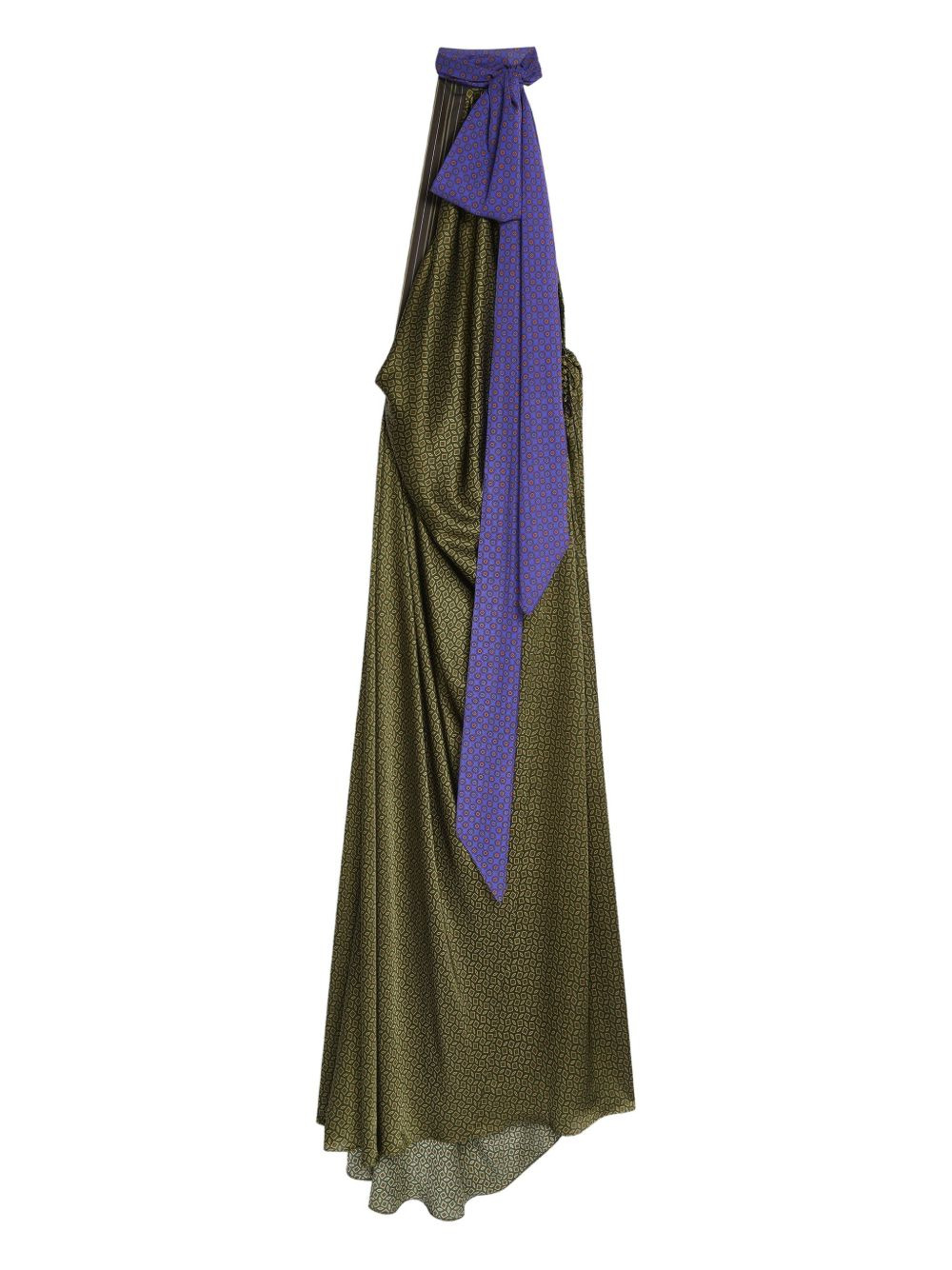 draped print silk dress - 4