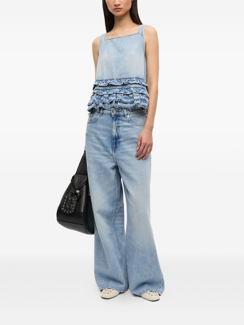 ruffled denim top - 2