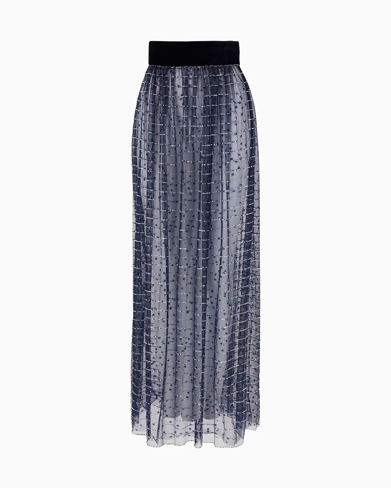 Embroidered tulle long skirt - 1