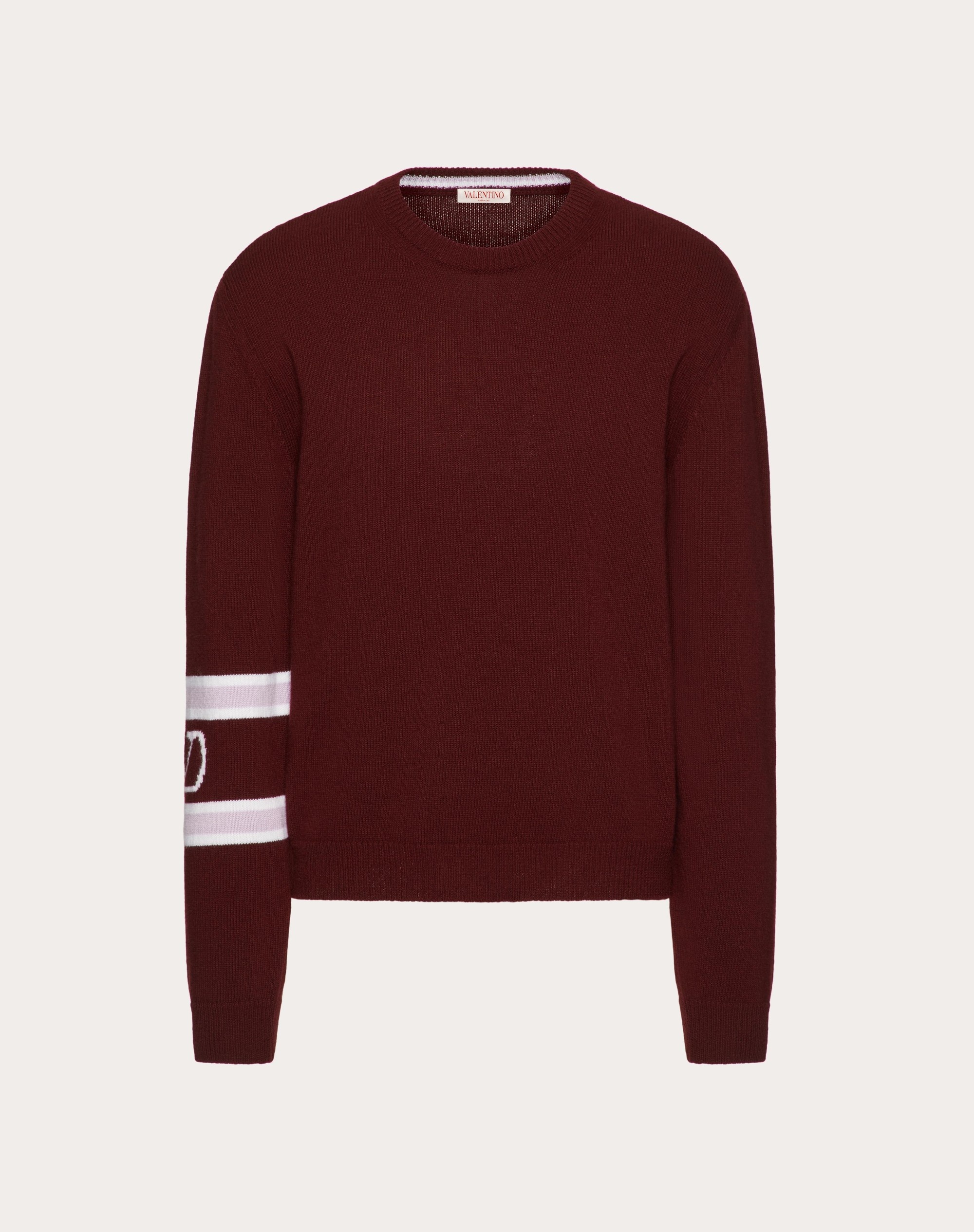 WOOL AND CASHMERE CREWNECK SWEATER WITH VLOGO SIGNATURE EMBROIDERY - 1