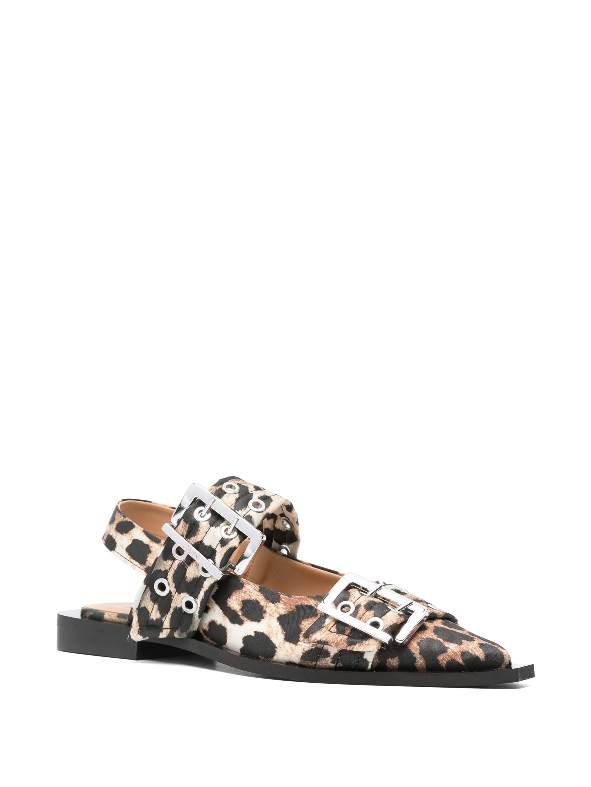 Leopard-print Satin Ballet Flats - 4