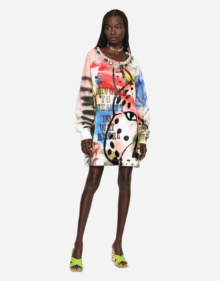 Long jersey sweatshirt with graffiti print - 4