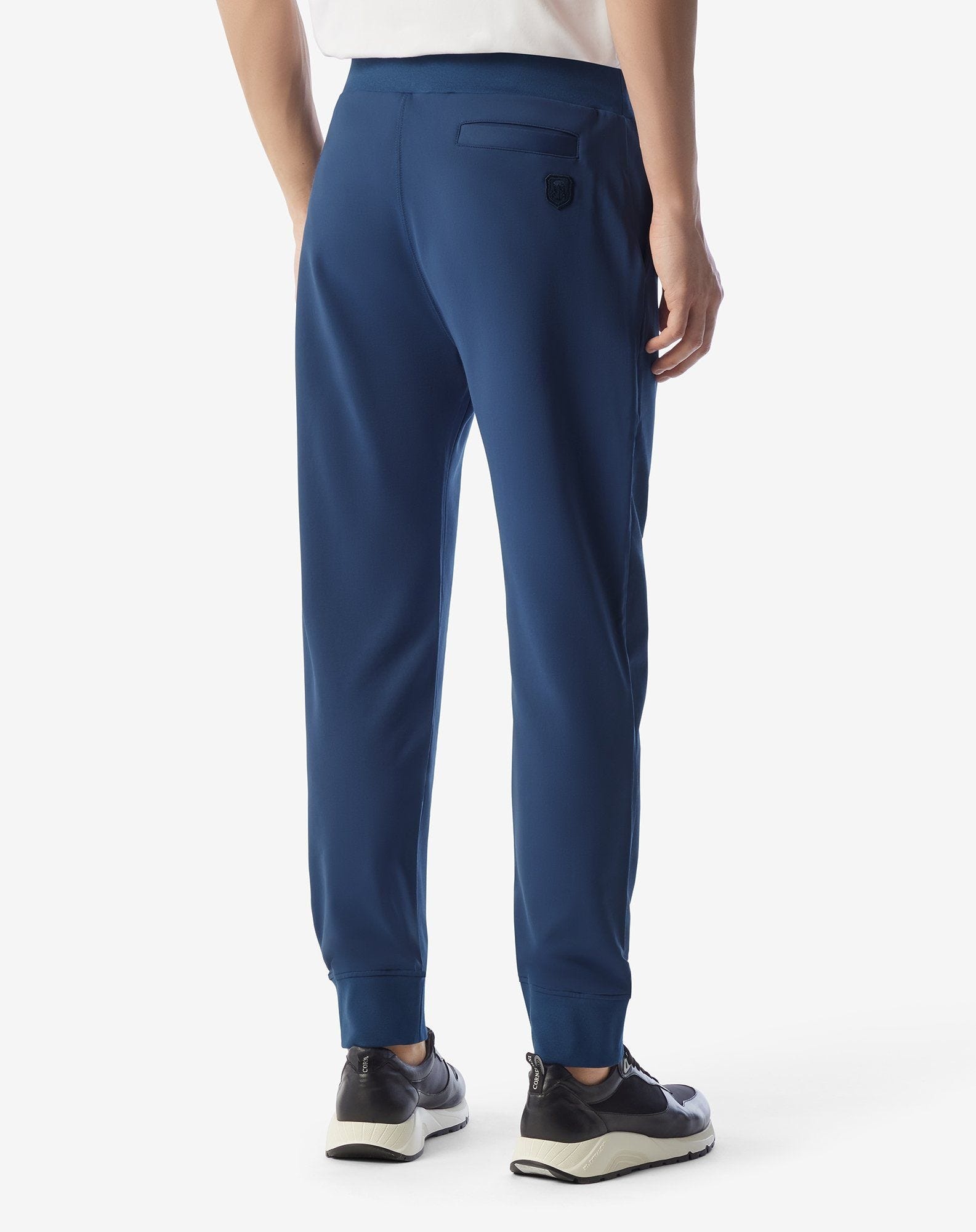 Denim blue stretch cotton and nylon joggers - 3