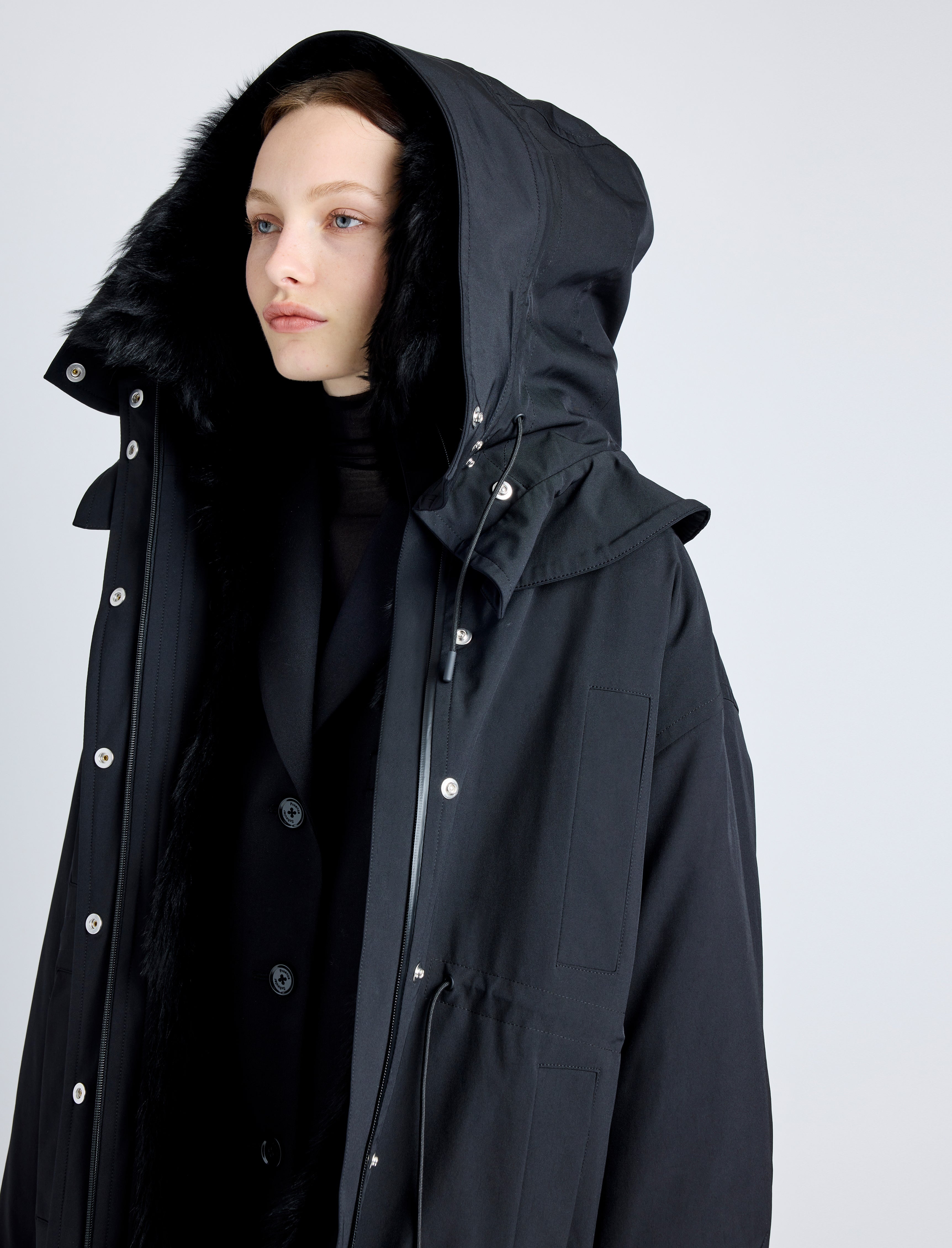 Wilder Coat in Stretch Nylon with Shearling Lining - 6