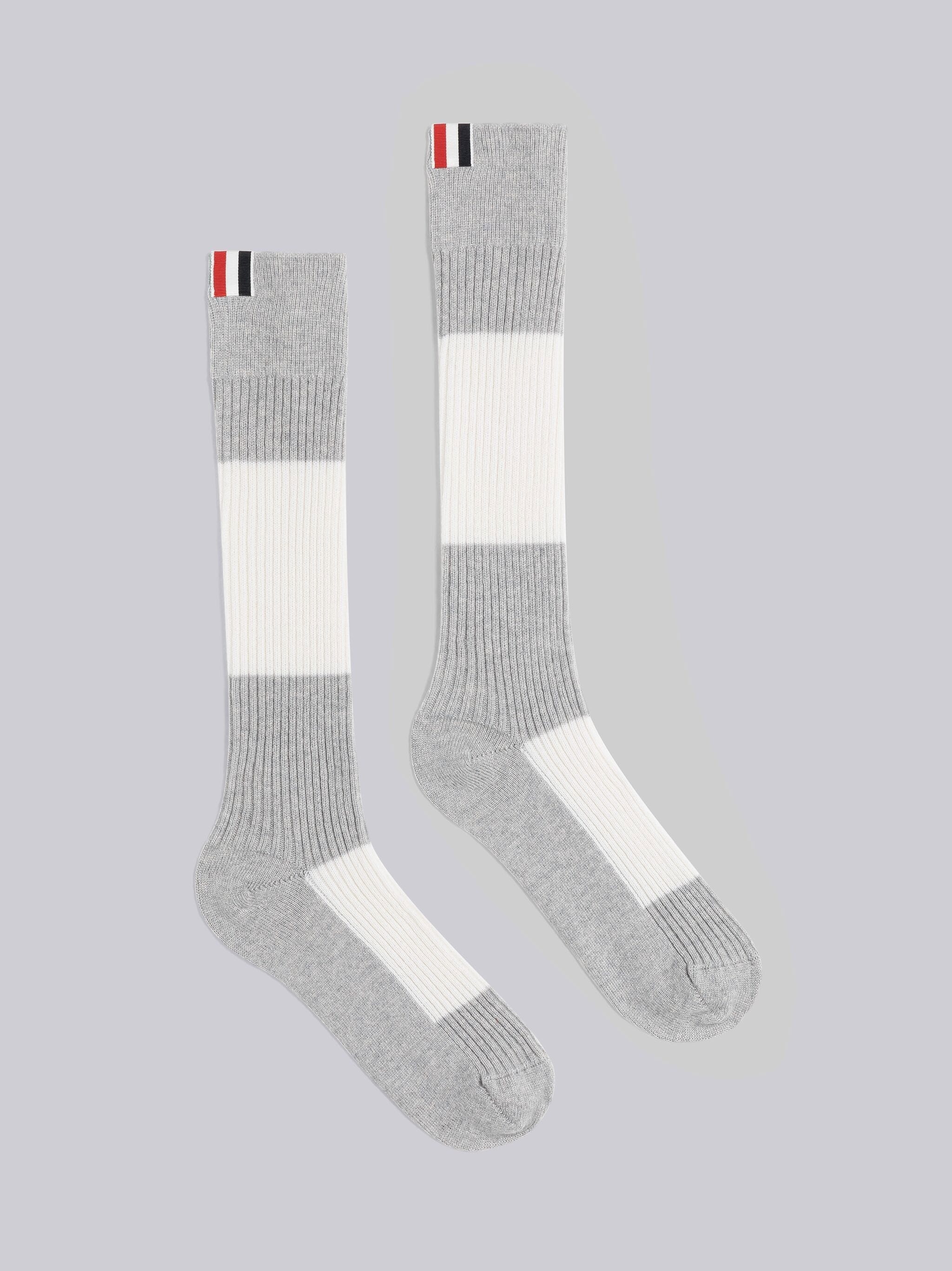RUGBY STRIPE CASHMERE RIB OVER CALF FOOTBALL SOCKS - 1