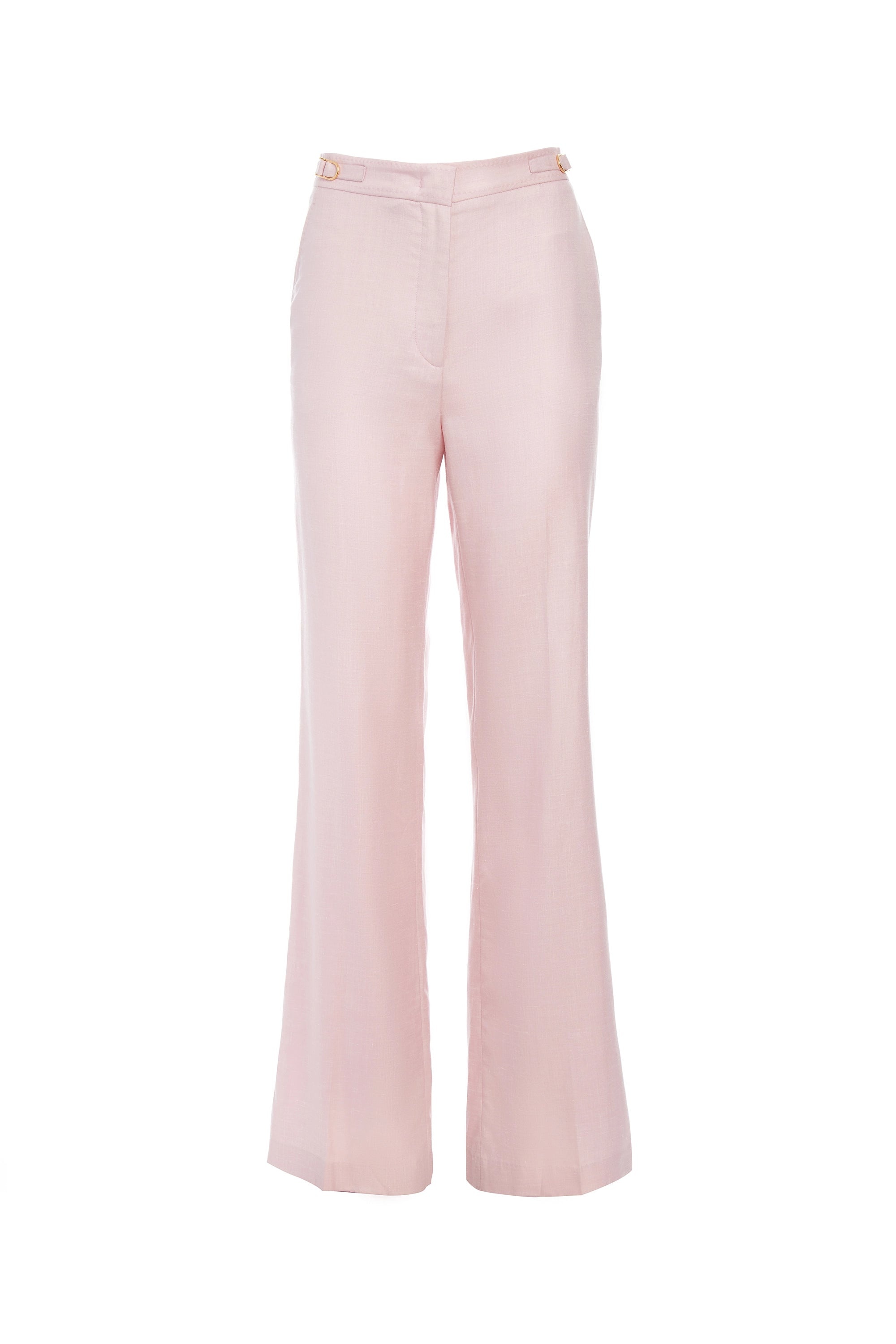 Vesta Pant in Blush Silk Wool and Linen Twill - 1