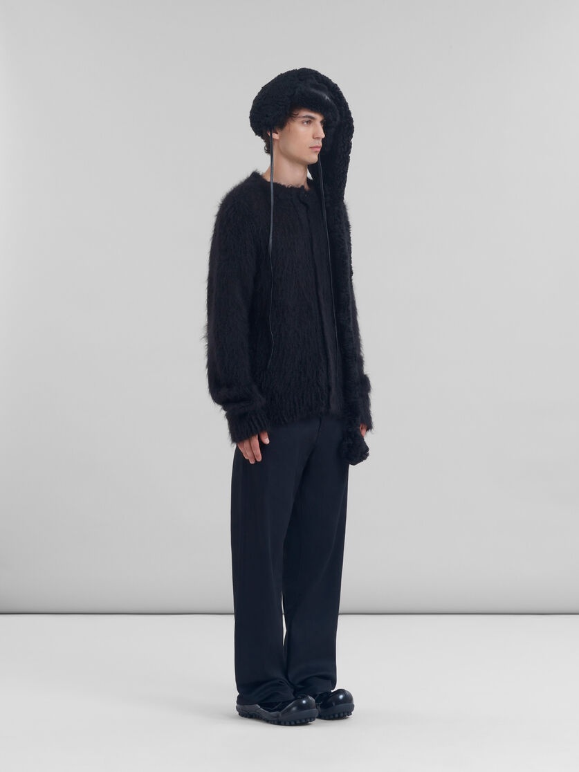 BLACK BRUSHED MOHAIR CARDIGAN - 5