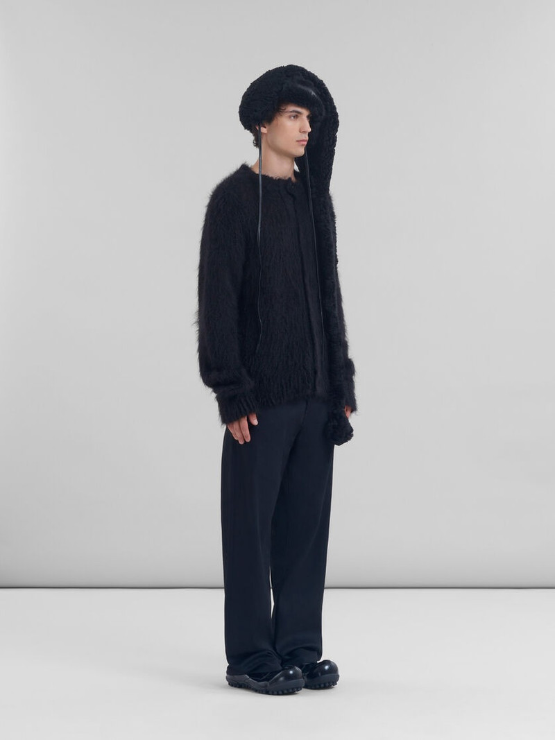 BLACK BRUSHED MOHAIR CARDIGAN 5