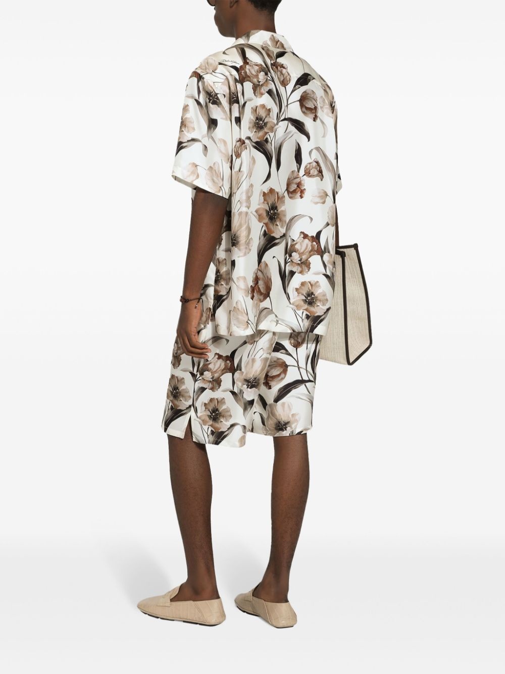 floral-print silk shorts - 3