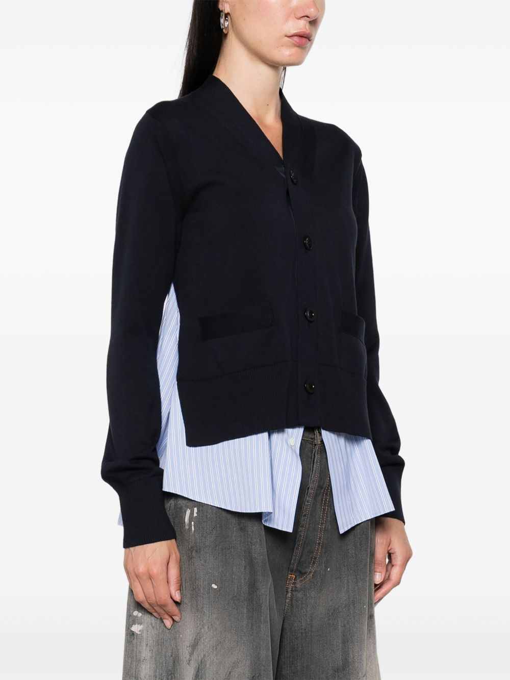 buttoned layered cardigan - 3