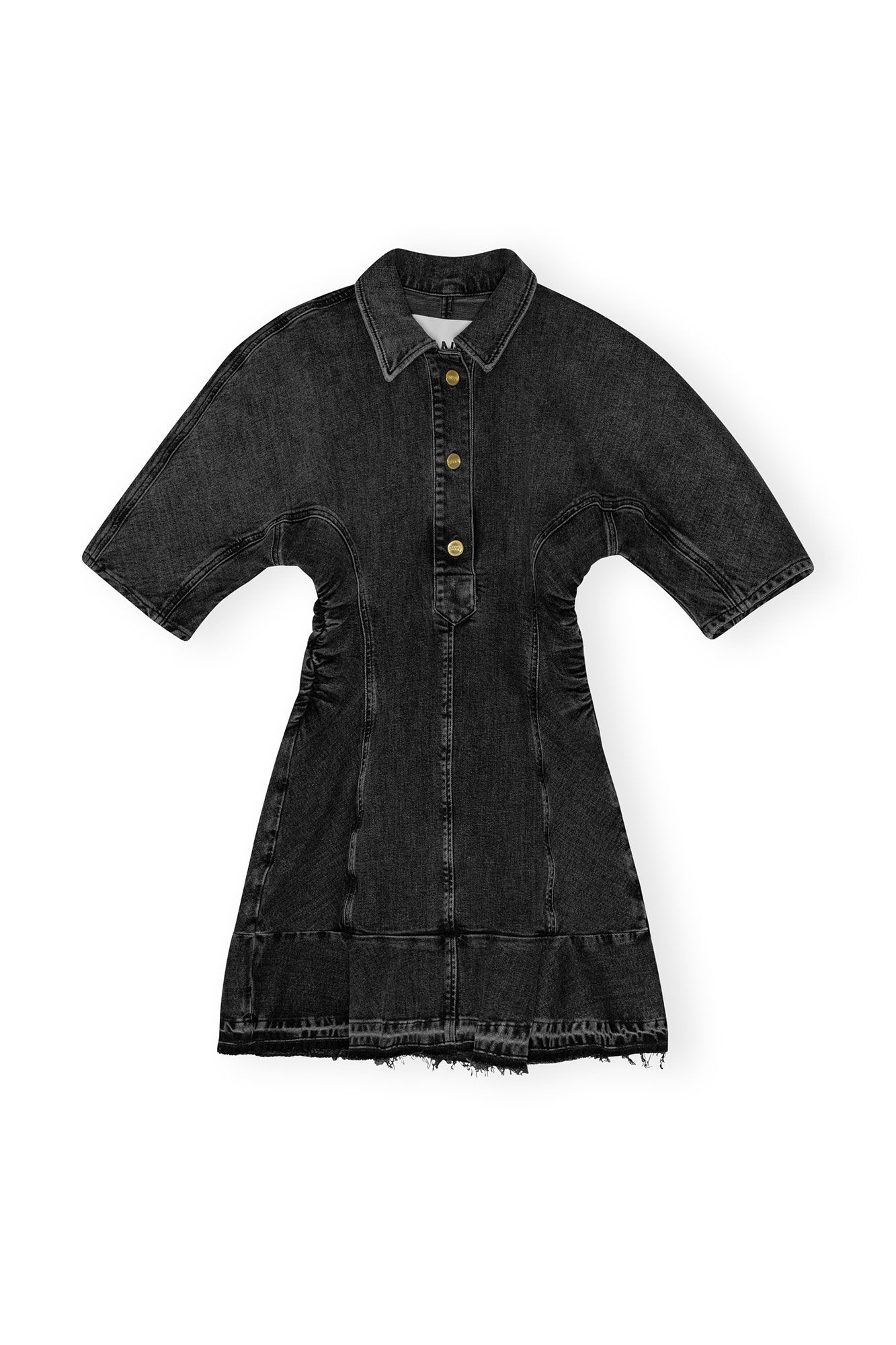 WASHED BLACK DENIM MINI DRESS - 3