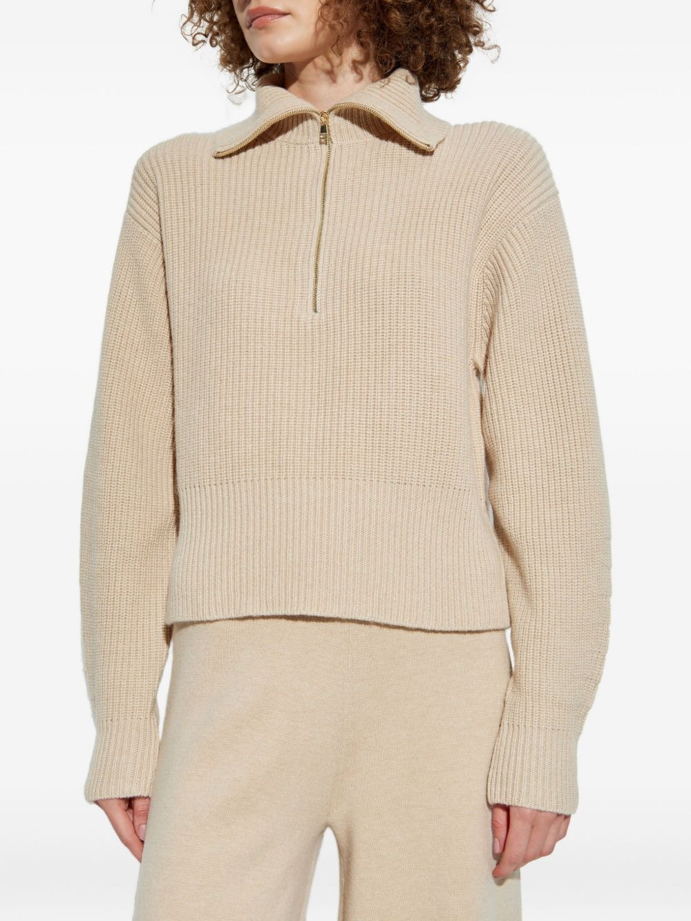 ribbed zip-neck sweater - 3