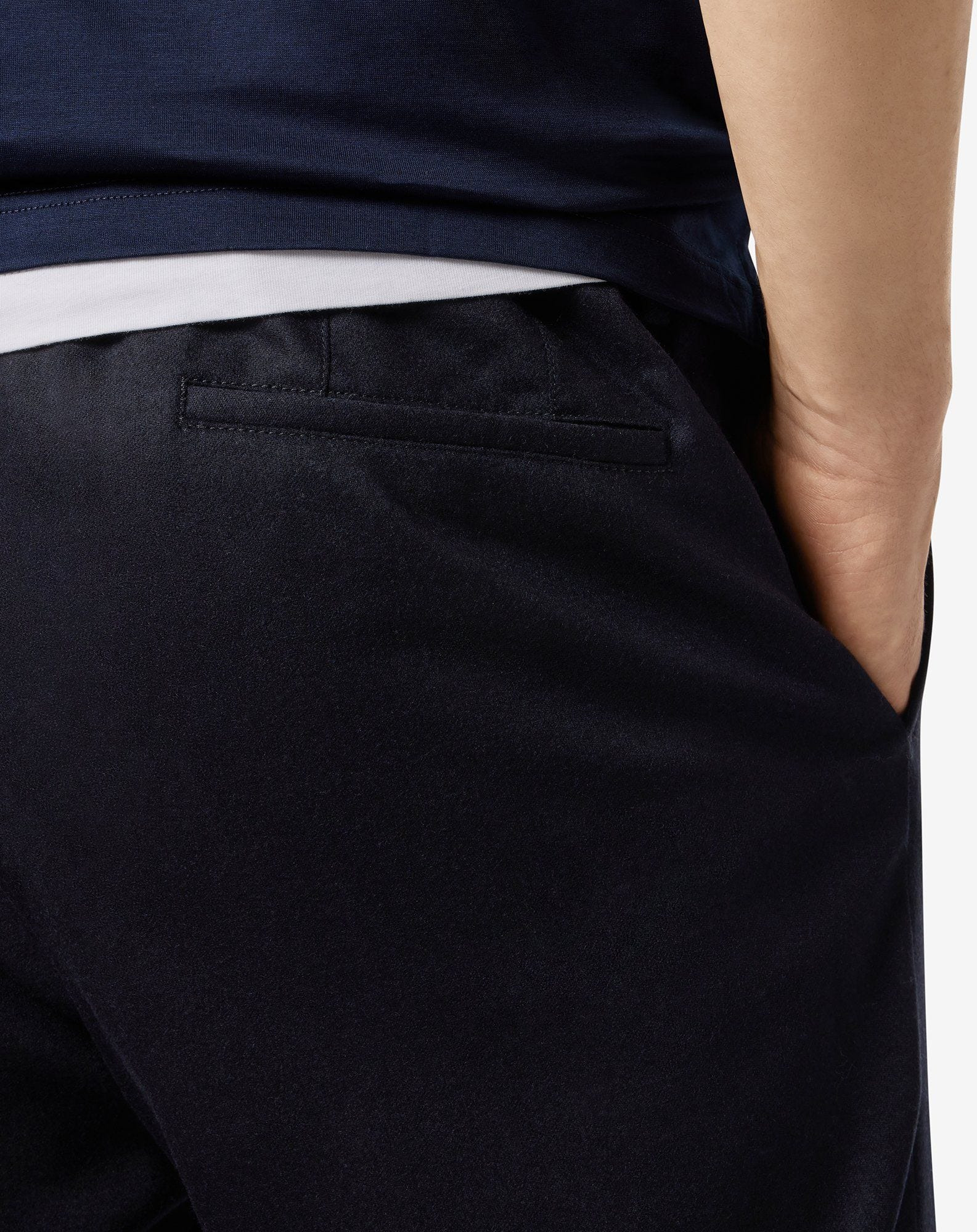 Blue wool and stretch cashmere chinos - 5