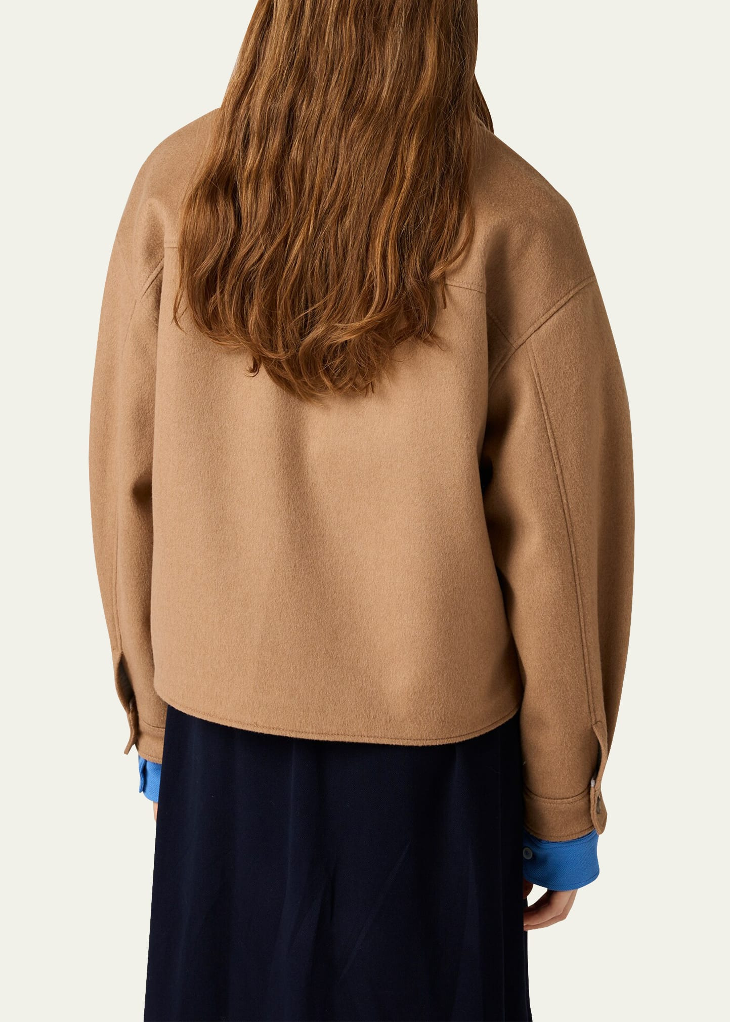 Boxy Cropped Camel Hair Jacket - 2
