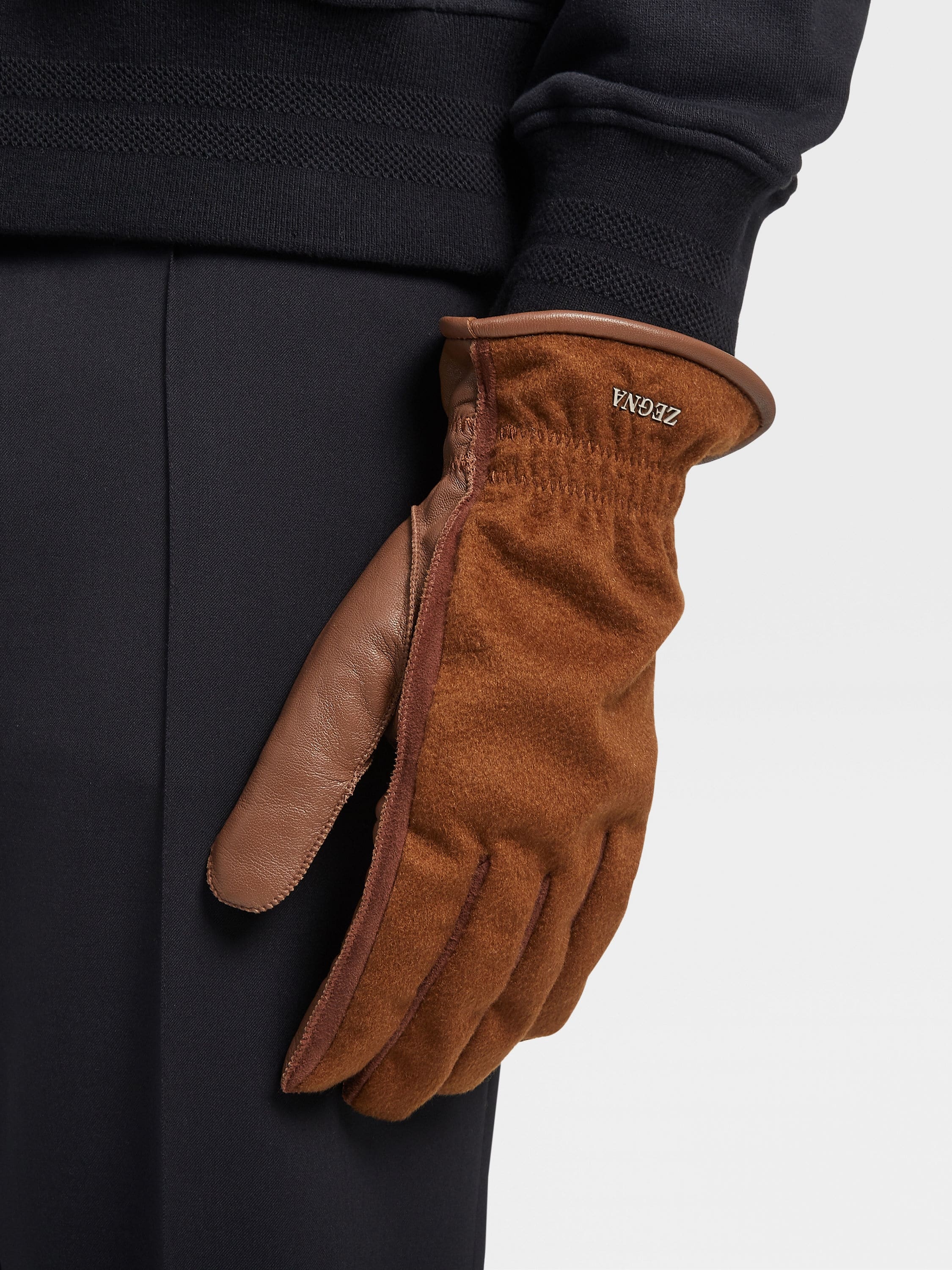 FOLIAGE OASI CASHMERE AND LEATHER GLOVES - 3