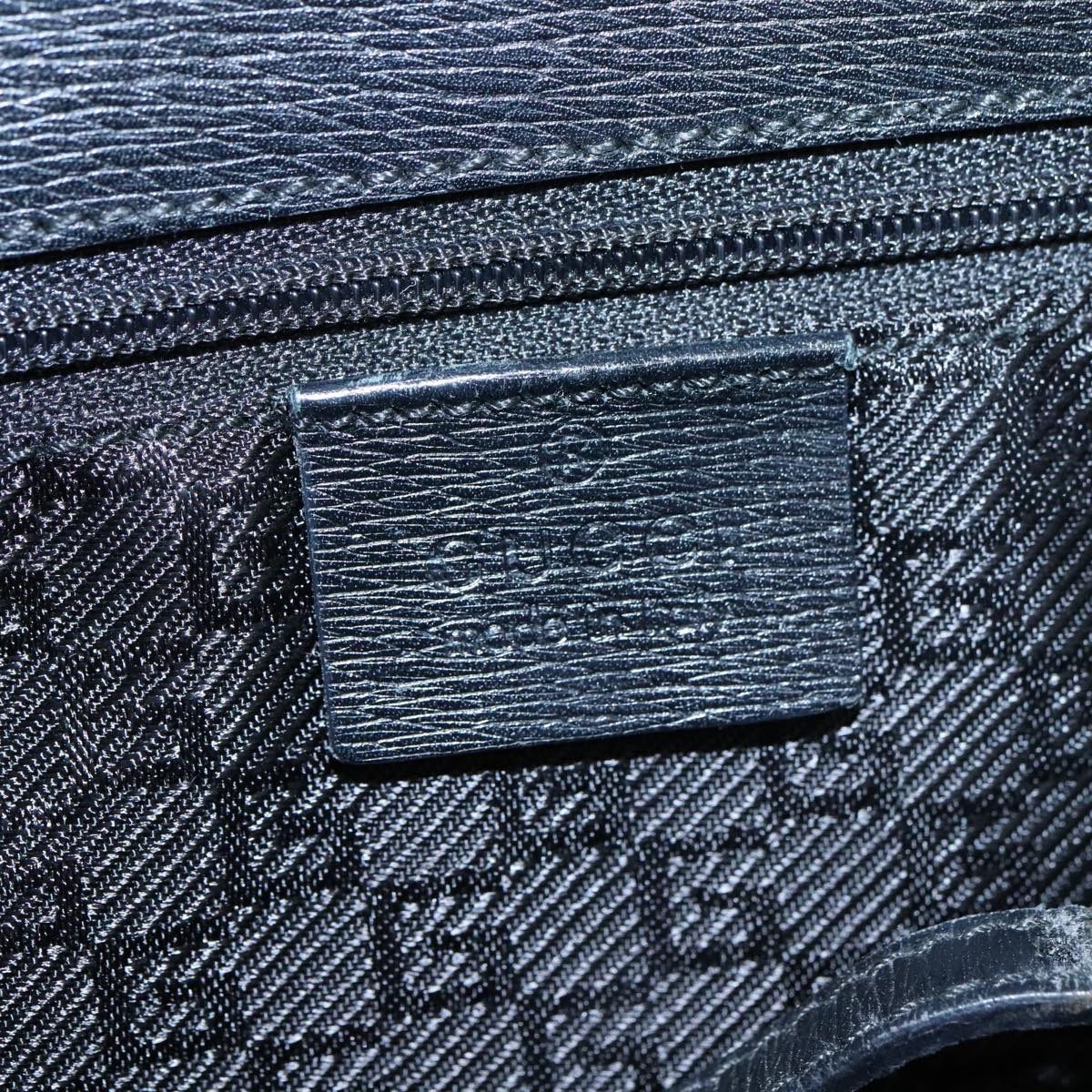 GUCCI Hand Bag Canvas Leather Gray Black Gold - 15