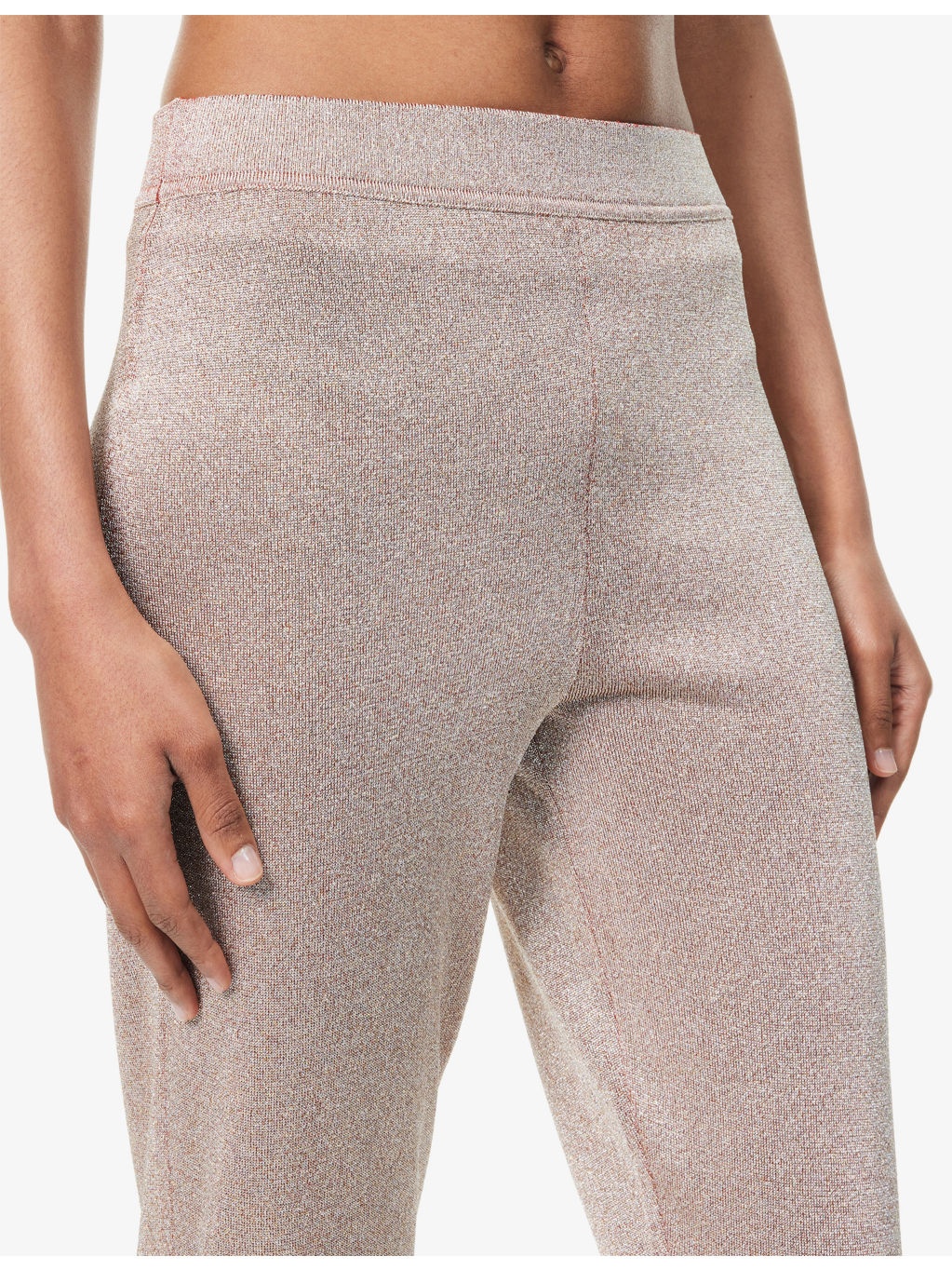 Flared Metallic-Weave Knitted Trousers - 5