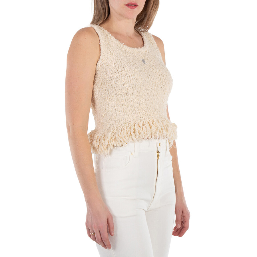 Rabanne Logo-Plaque Fringed Knitted Top - 4