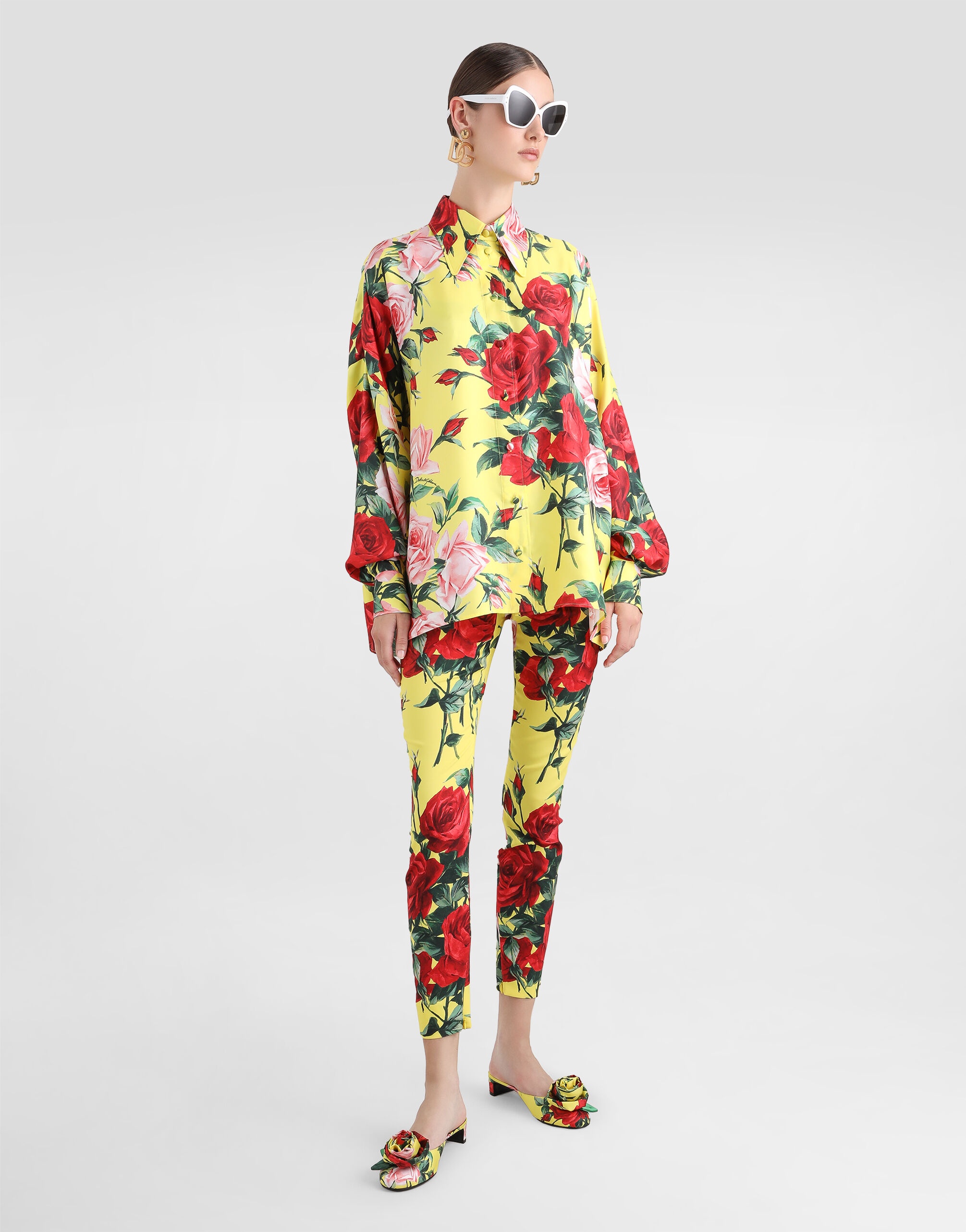 Oversize bouquet-print silk twill shirt - 2