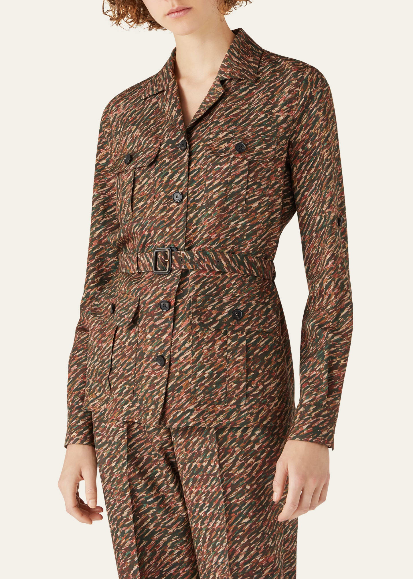 Deanna Belted Andre-Print Shirt Jacket - 4