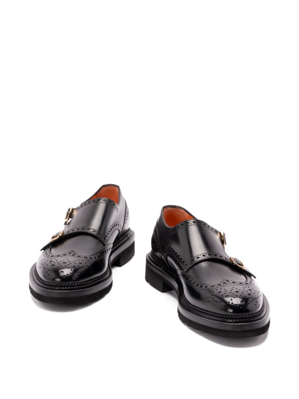 leather brogue-detailing monk shoes - 4