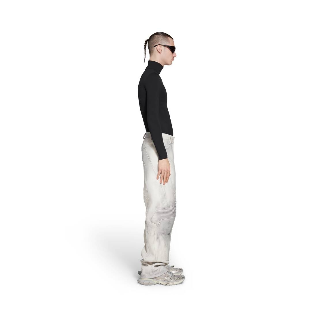 Men's Biker Baggy Pants in White - 3