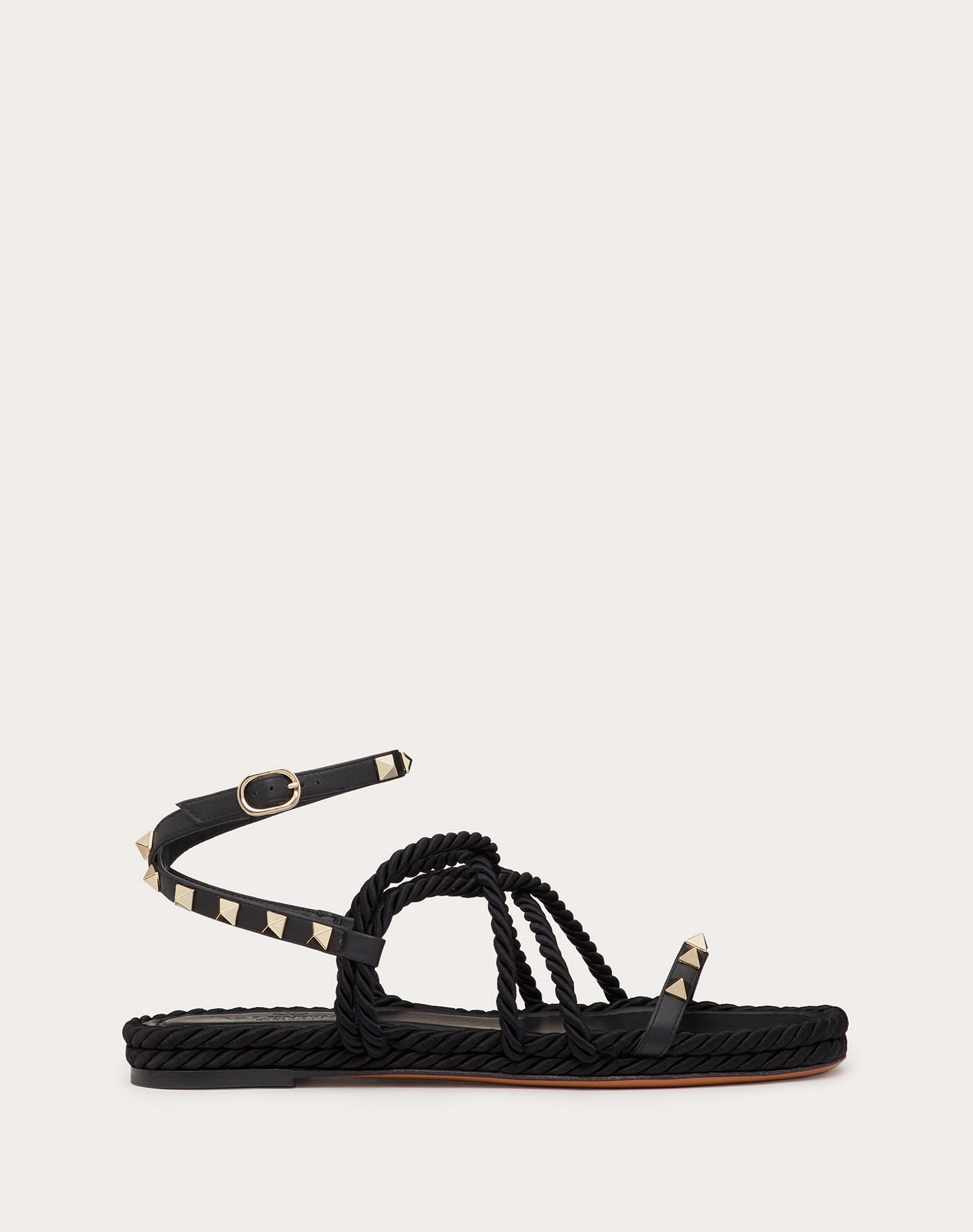 Rockstud Flat Ankle Strap Calfskin Sandal - 1