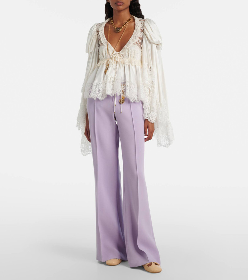 Chloé Lace-trimmed silk satin top outlook