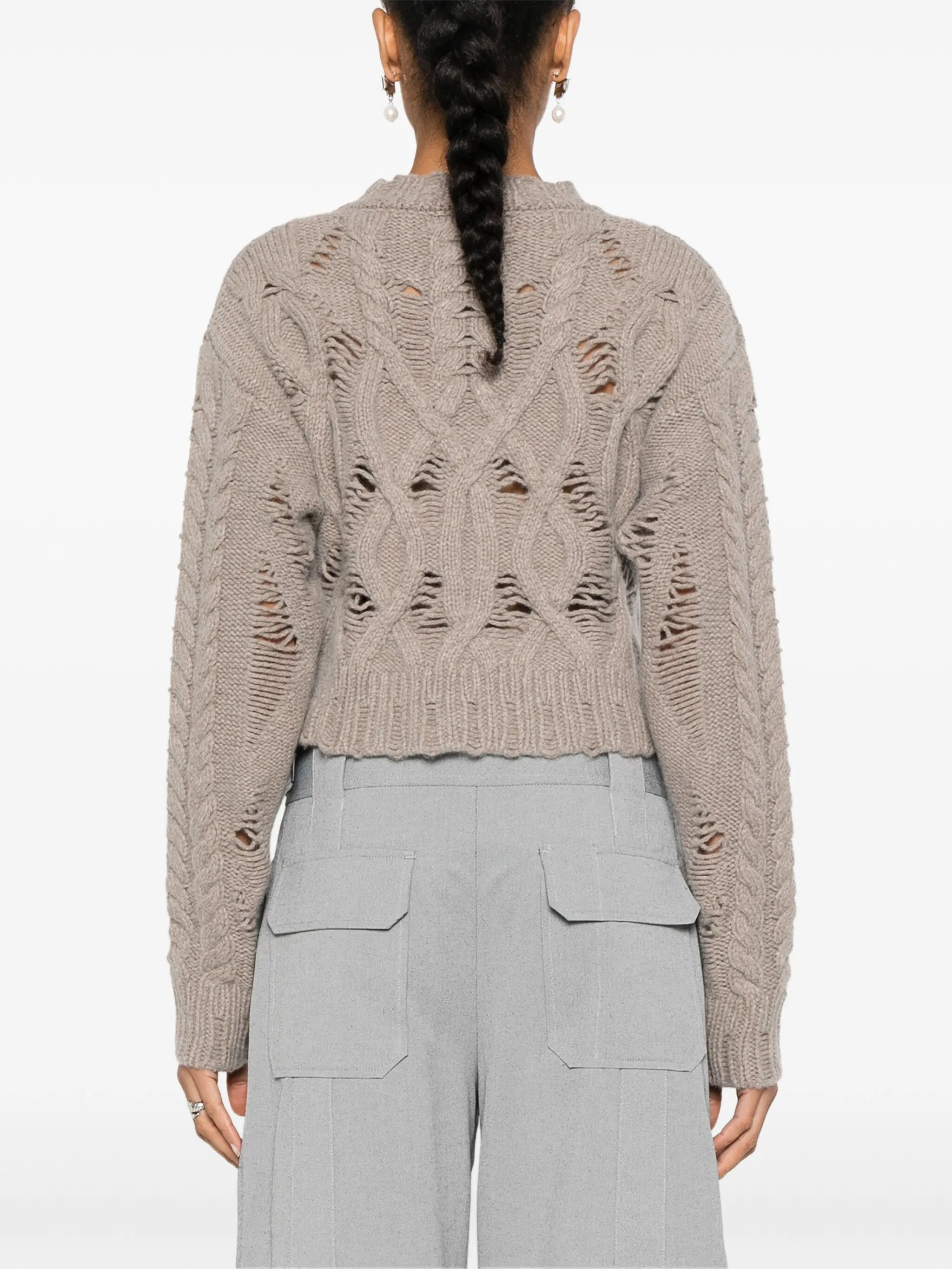 cable-knit cropped sweater - 4