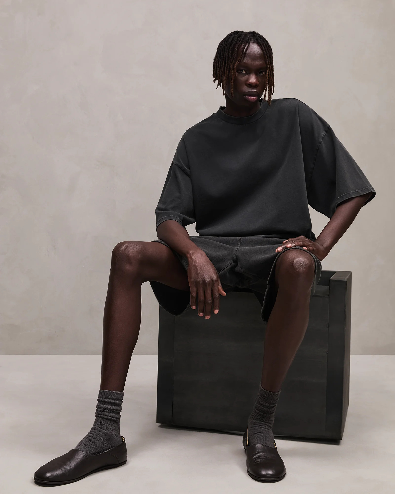 HEAVY BOXY TEE WASHED BLACK - 4